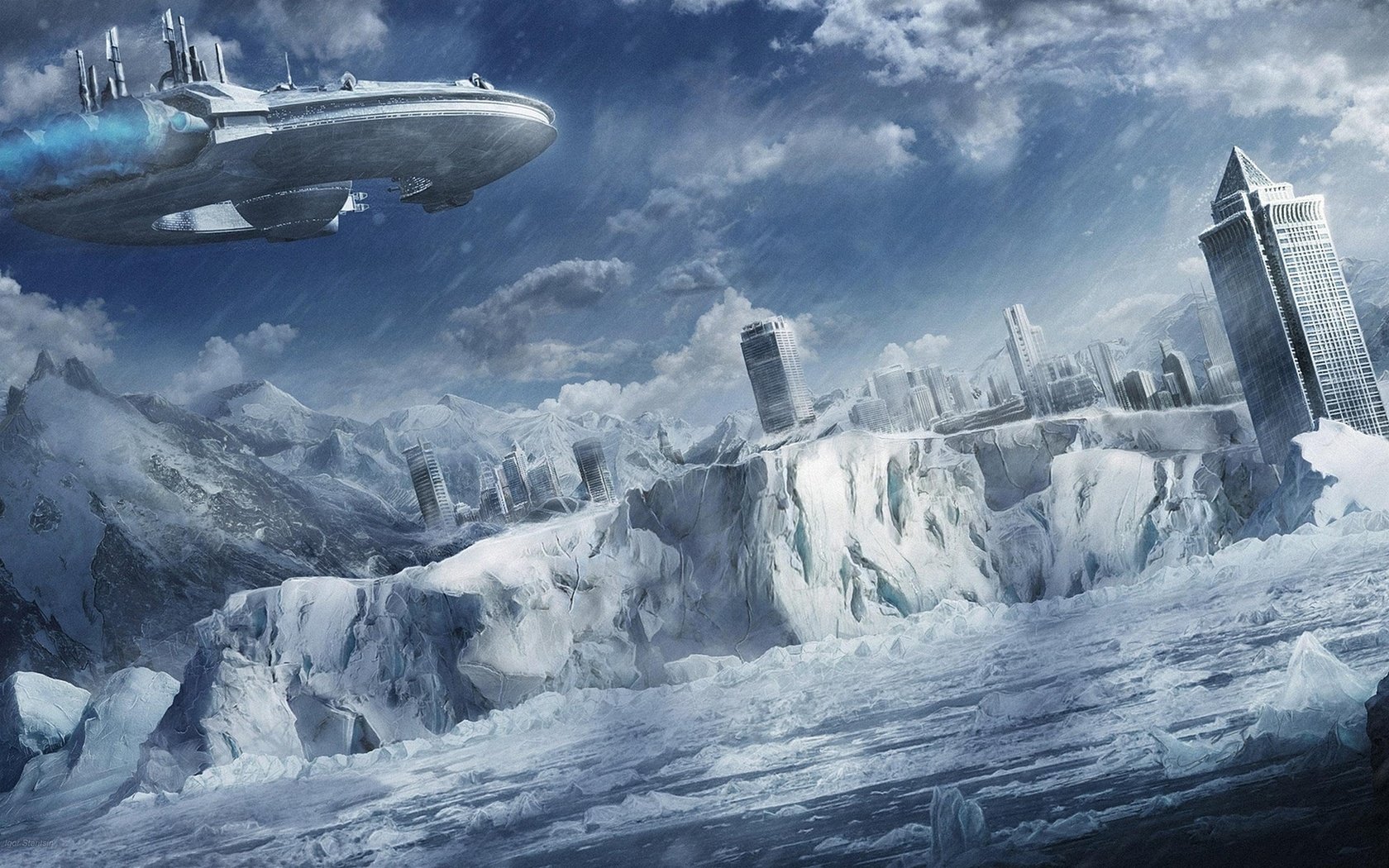 Обои igor staritsin - futuristic snow city разрешение 1920x1200 Загрузить