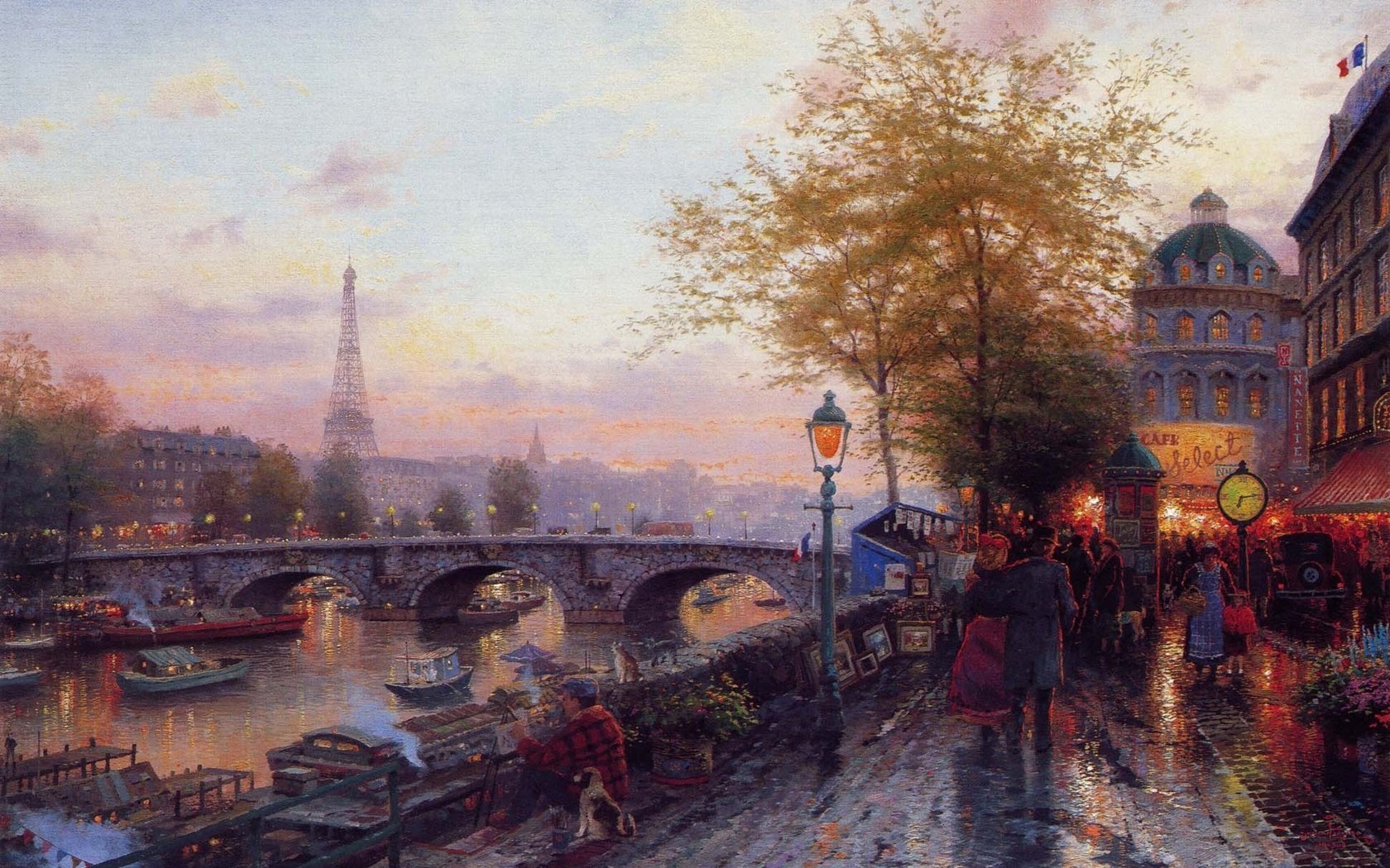 Обои картина, париж, эйфелева башня, томас кинкейд, picture, paris, eiffel tower, thomas kinkade разрешение 1944x1296 Загрузить