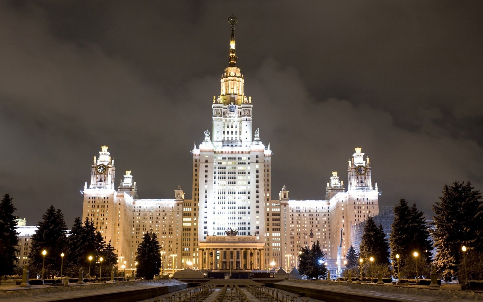 Обои зима, москва, россия, здание, университет, мгу, winter, moscow, russia, the building, university, msu разрешение 1920x1200 Загрузить