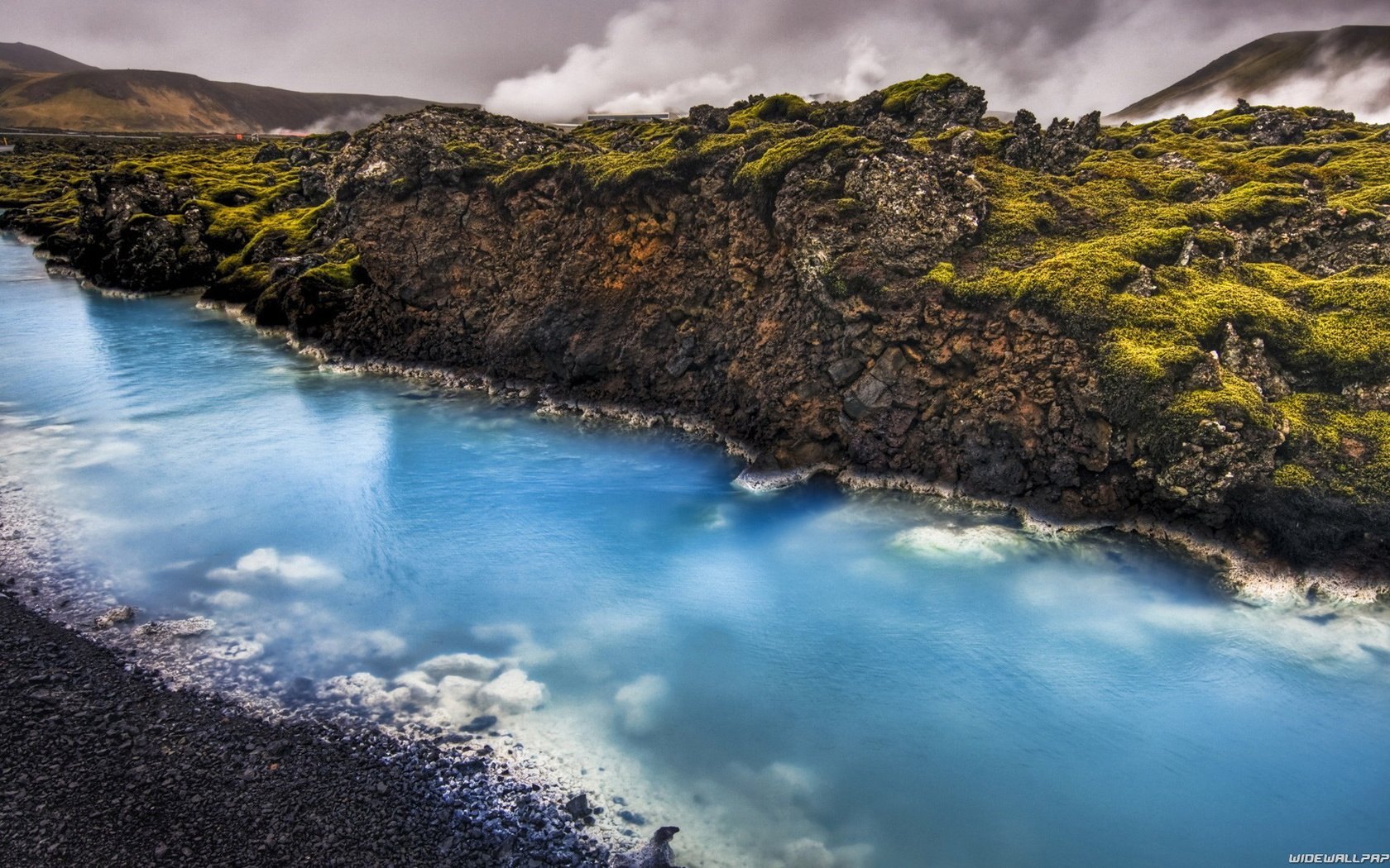 Обои река, камни, исландия, голубая вода, горячий источник, river, stones, iceland, blue water, hot spring разрешение 1920x1080 Загрузить