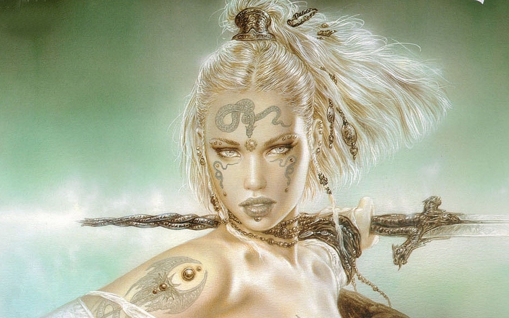 Обои девушка, воительница, меч, войн, амазонка, луис ройо, girl, warrior, sword, wars, amazon, luis royo разрешение 1920x1080 Загрузить