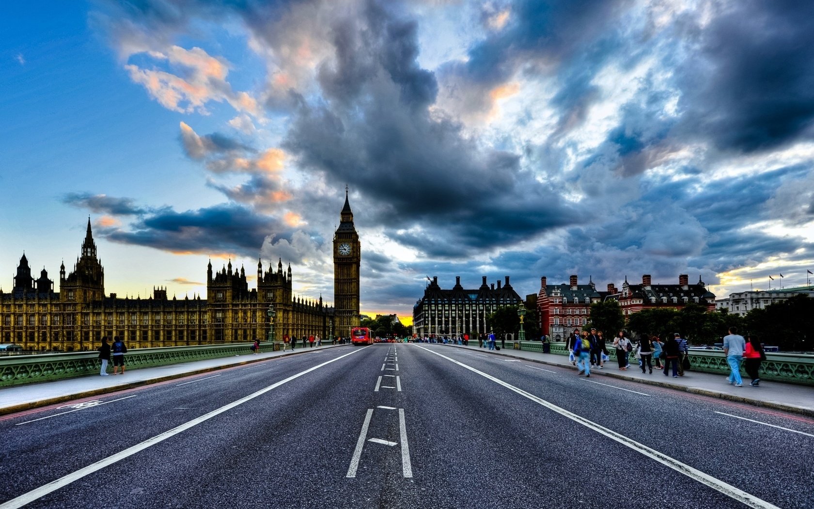 Обои дорога, лондон, биг бен, road, london, big ben разрешение 1920x1200 Загрузить