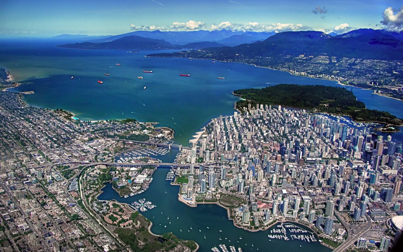 Обои вид сверху, залив, ванкувер, канада, the view from the top, bay, vancouver, canada разрешение 1920x1440 Загрузить