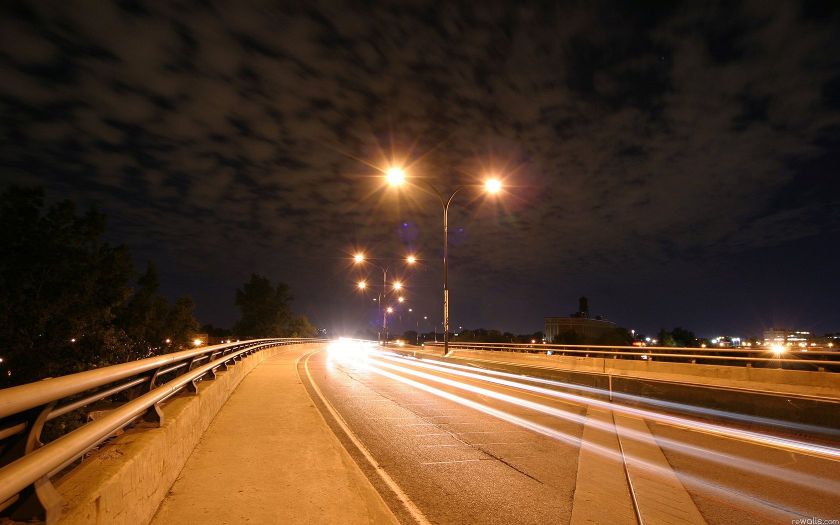 Обои дорога, фонари, вечер, road, lights, the evening разрешение 1920x1200 Загрузить