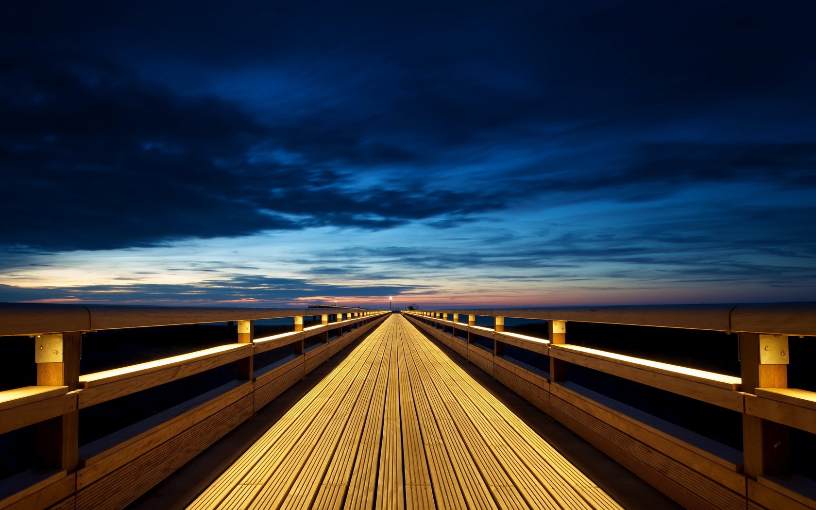 Обои небо, закат, пейзаж, мост, пирс, синее, деревянный, the sky, sunset, landscape, bridge, pierce, blue, wooden разрешение 2560x1600 Загрузить