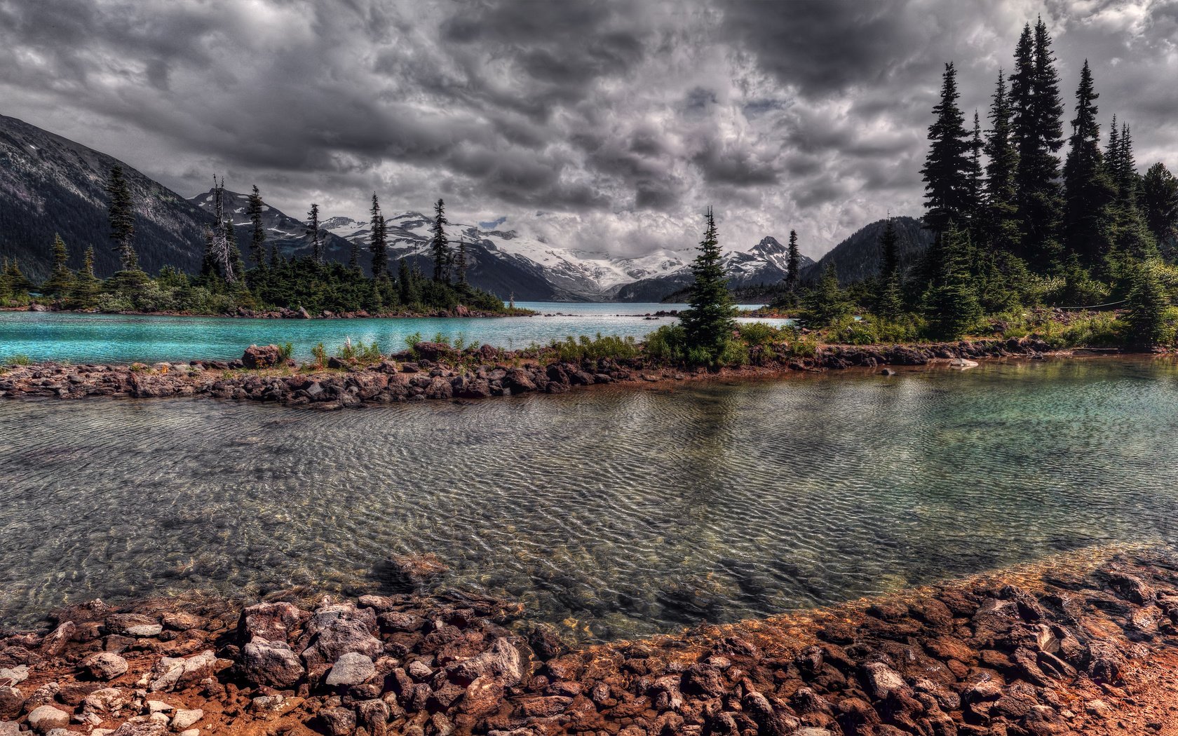 Обои вода, озеро, река, горы, лес, тучи, горная, хвойный, water, lake, river, mountains, forest, clouds, mountain, coniferous разрешение 2560x1600 Загрузить