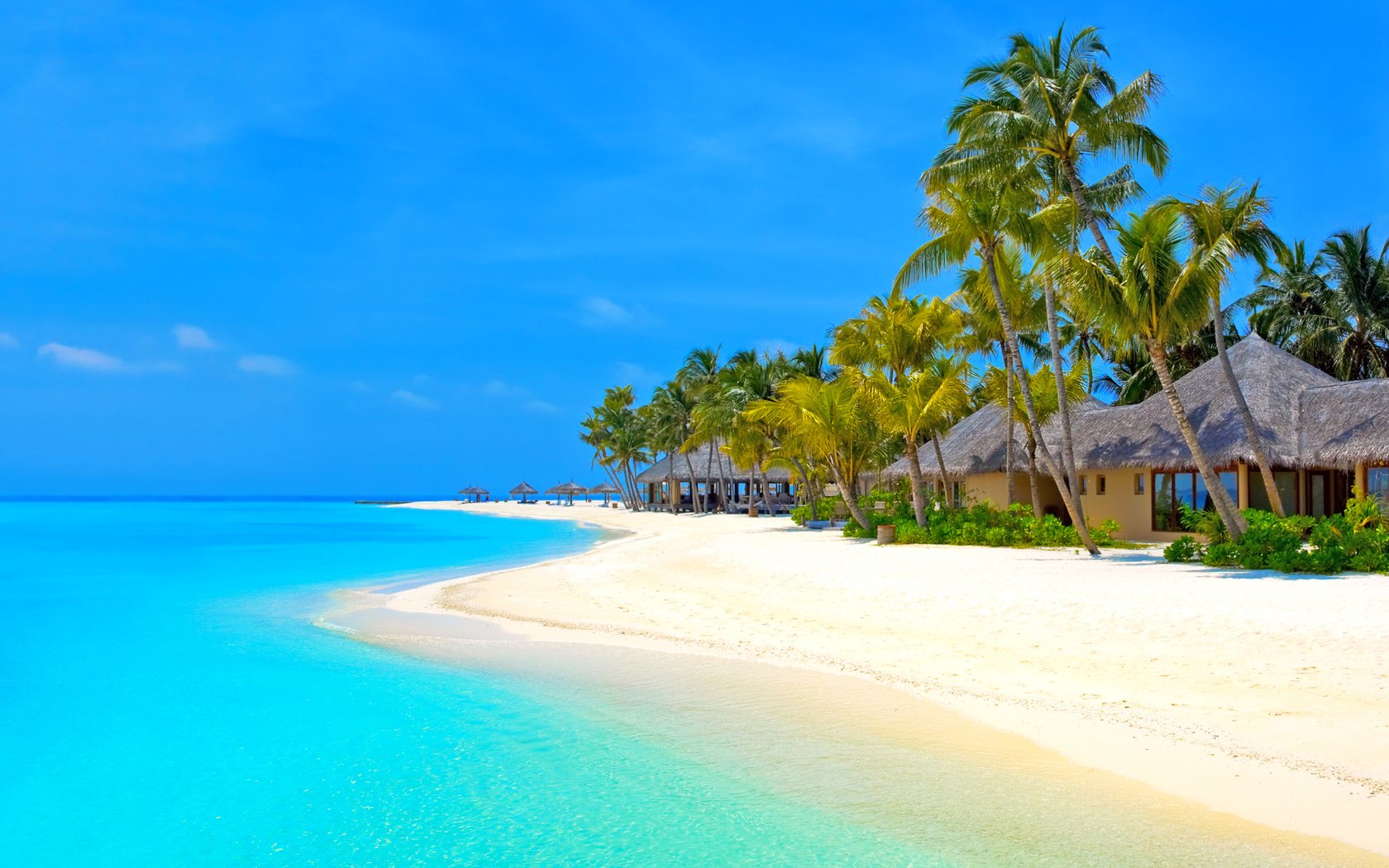 Обои пляж, бунгало, тропики, мальдивы, beach, bungalow, tropics, the maldives разрешение 2593x1930 Загрузить