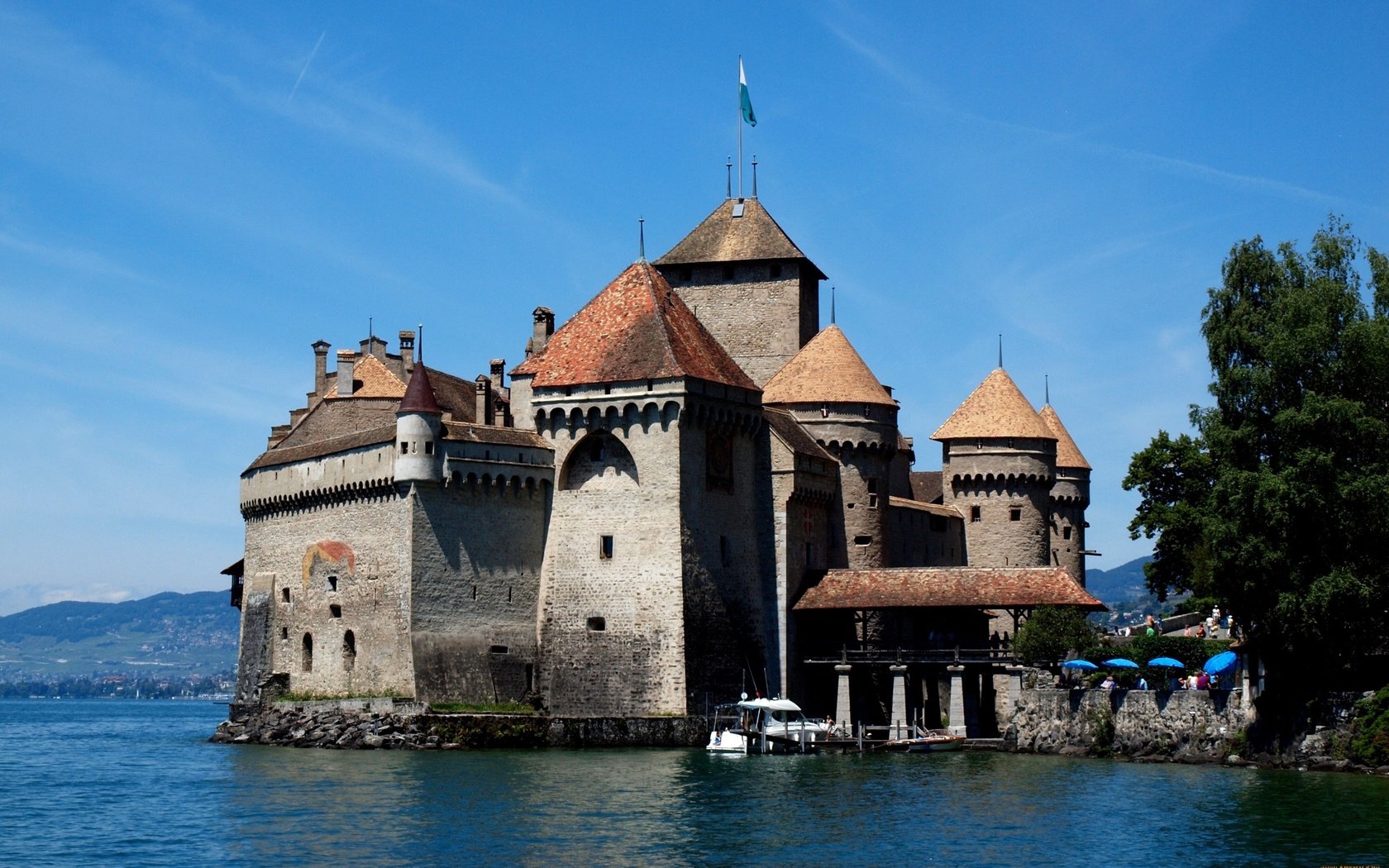 Обои замок, швейцария, шильонский, château de chillon, castle, switzerland, chillon разрешение 3050x1936 Загрузить