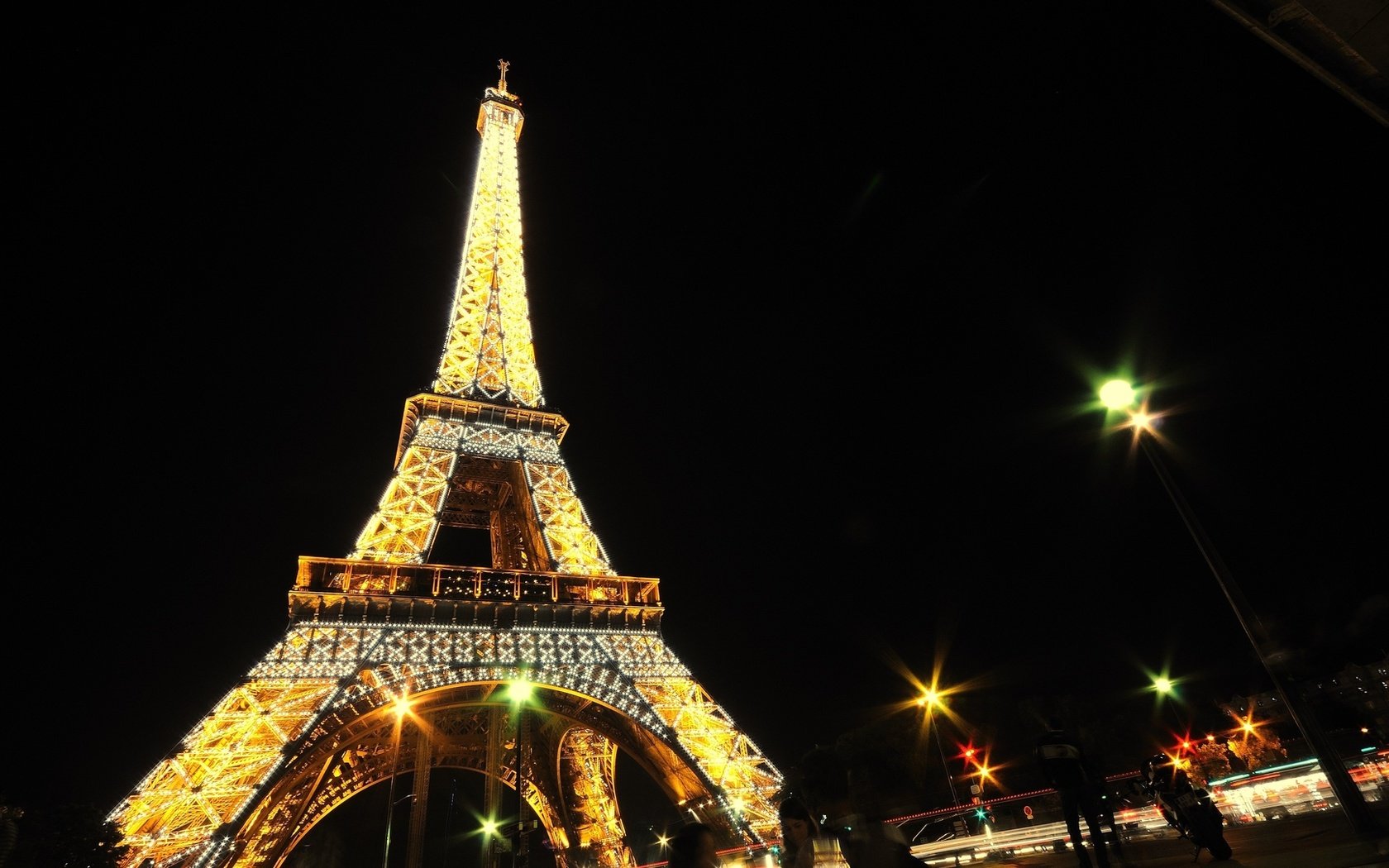 Обои ночь, париж, эйфелева башня, night, paris, eiffel tower разрешение 1920x1080 Загрузить