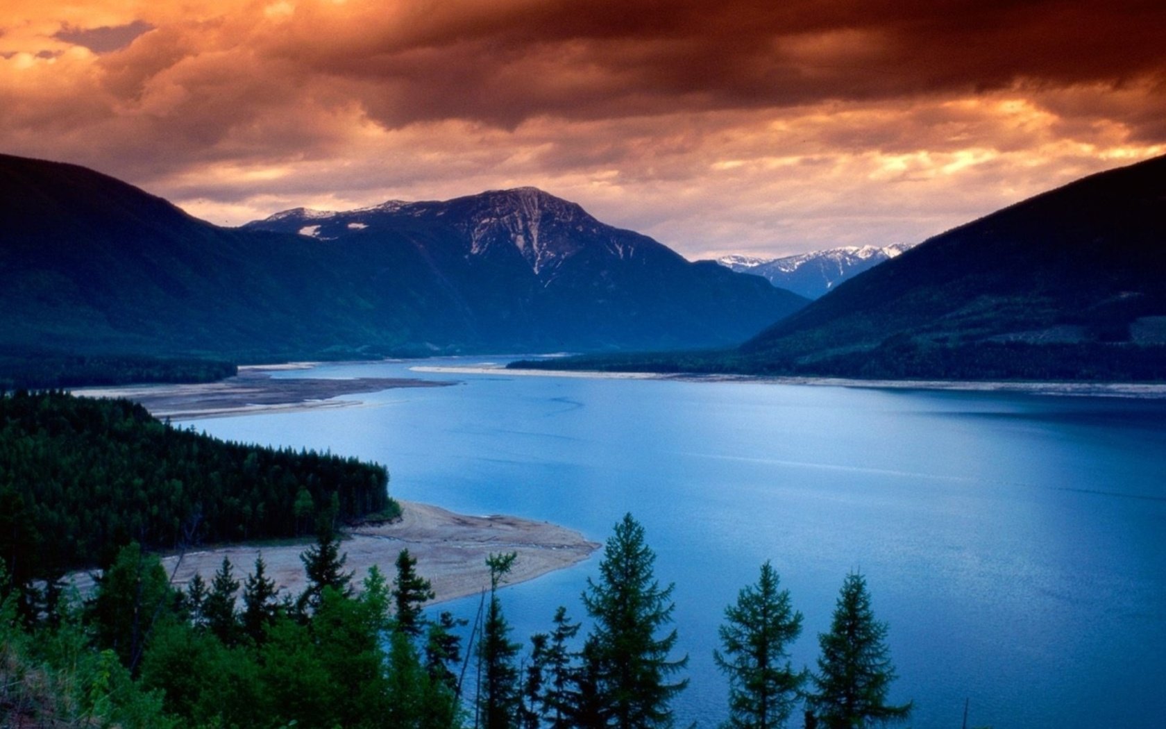 Обои канада, британская колумбия, upper arrow lake, canada, british columbia разрешение 1920x1080 Загрузить