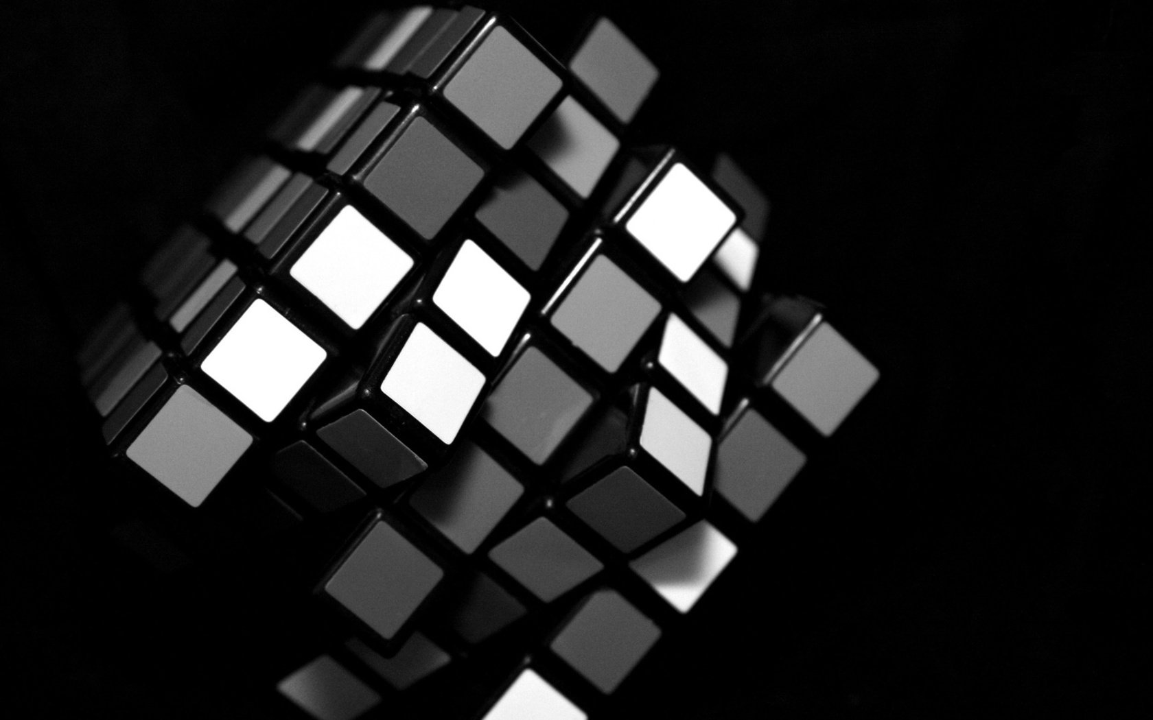 Обои черный, белый, кубик рубика, black, white, rubik's cube разрешение 1920x1080 Загрузить