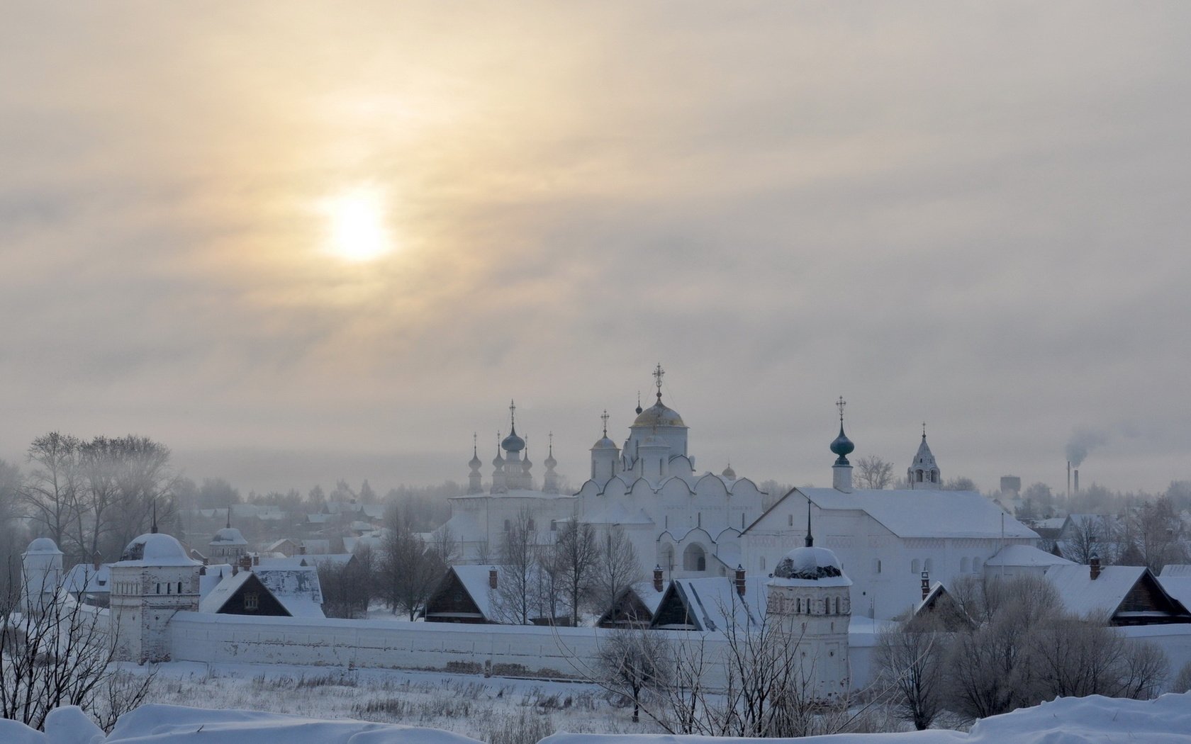 Обои снег, природа, храм, закат, зима, snow, nature, temple, sunset, winter разрешение 1920x1080 Загрузить