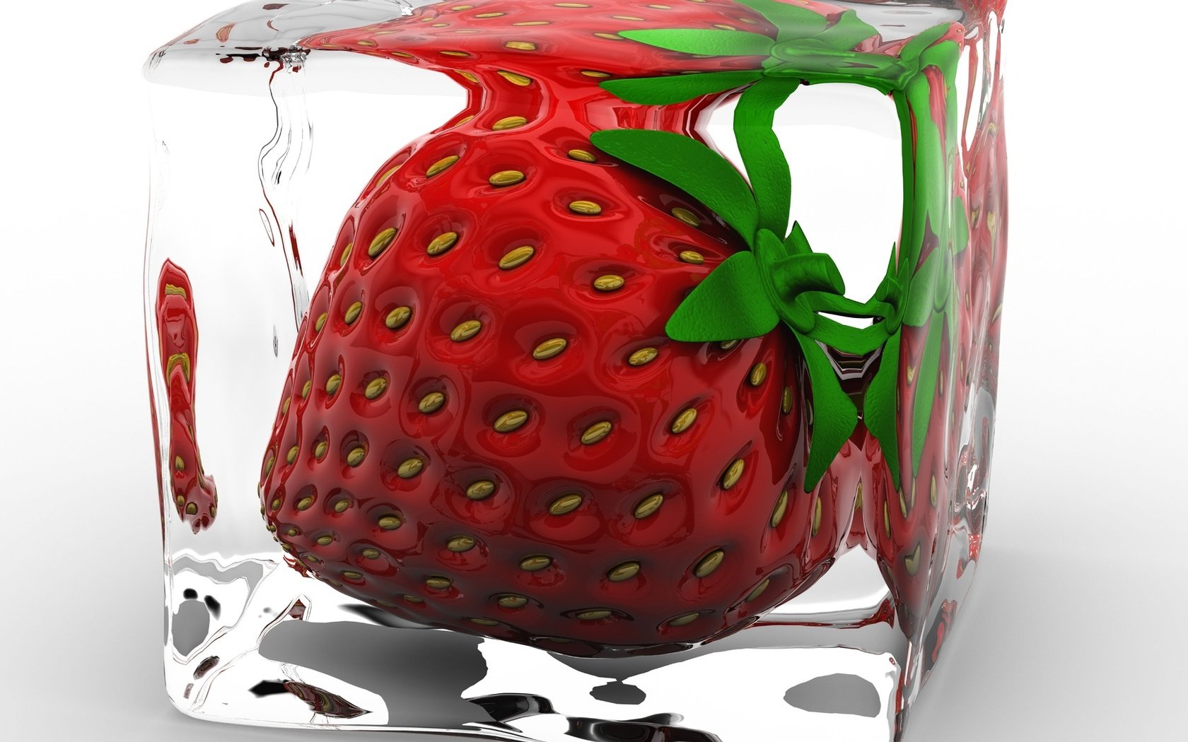 Обои клубника, лёд, куб, 3д, strawberry, ice, cube, 3d разрешение 1920x1080 Загрузить