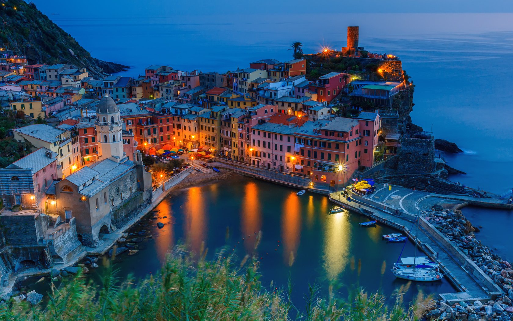 Обои cinque terra, italy at night, вернацца, vernazza разрешение 1920x1200 Загрузить