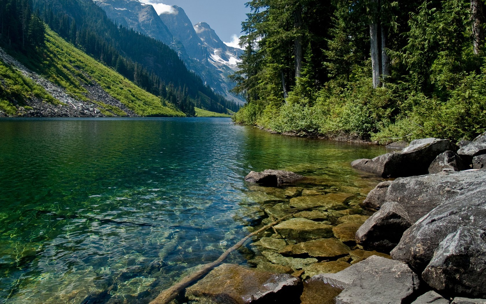 Обои деревья, вода, горы, природа, горная река, trees, water, mountains, nature, mountain river разрешение 2560x1600 Загрузить