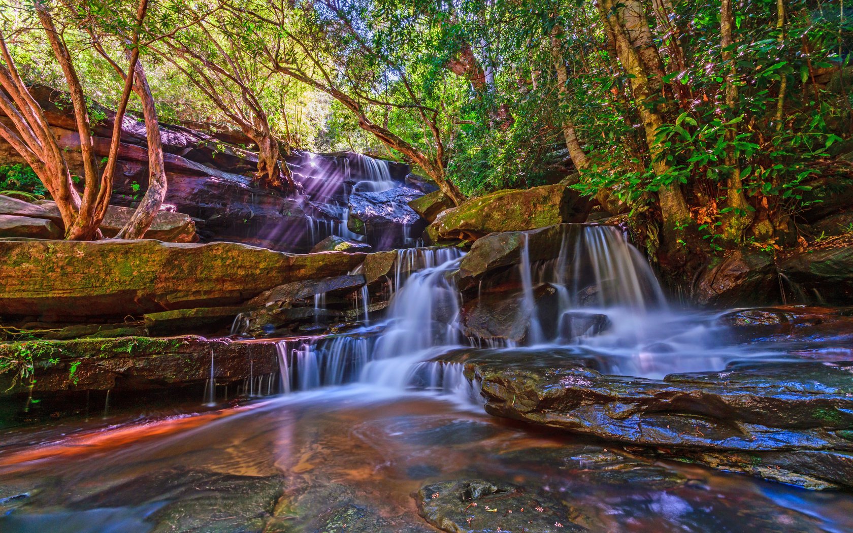 Обои деревья, природа, пейзаж, водопад, поток, trees, nature, landscape, waterfall, stream разрешение 6000x4000 Загрузить