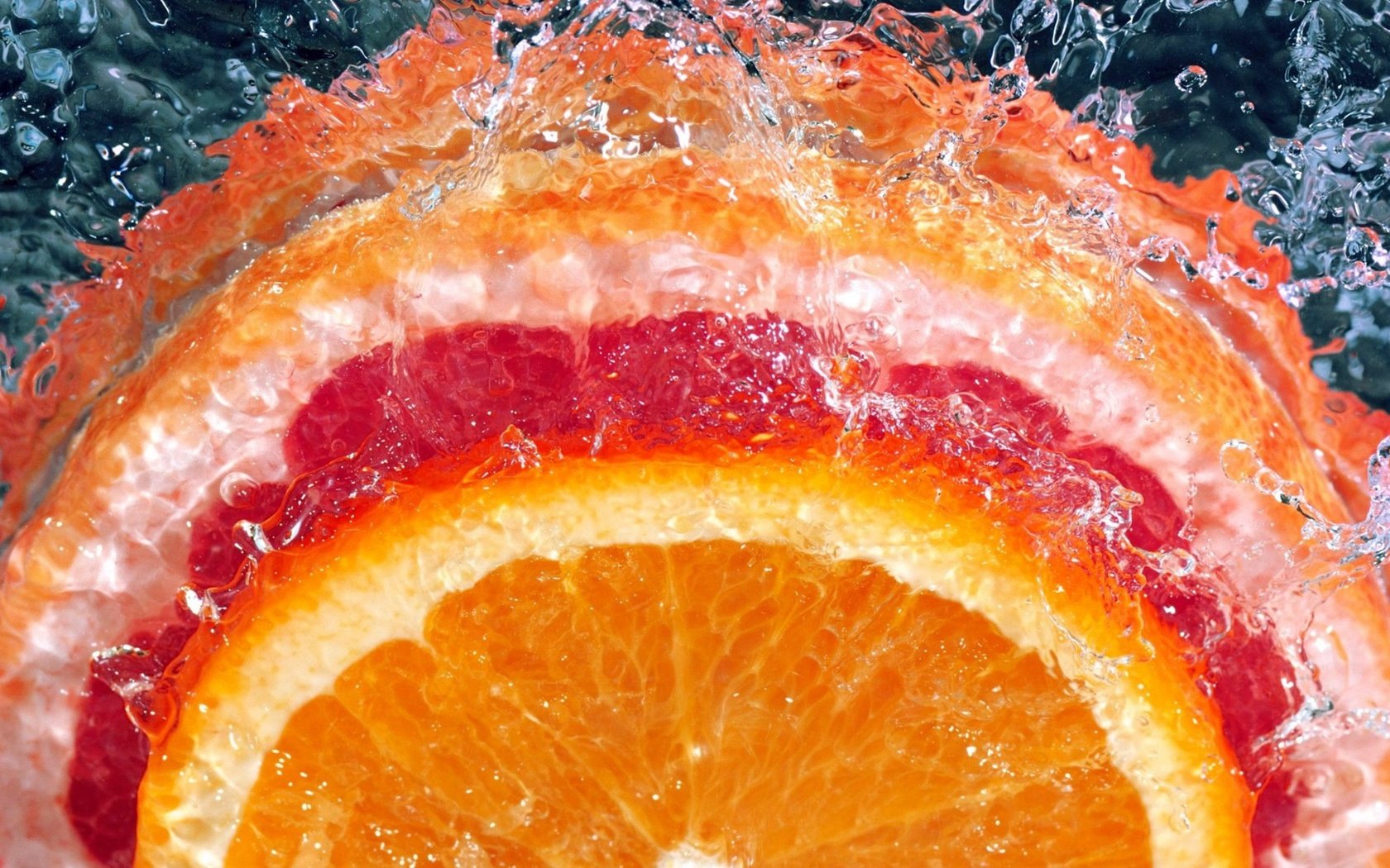 Обои фрукты, дольки, цитрусы, вода.брызги, fruit, slices, citrus, water.squirt разрешение 2560x1600 Загрузить