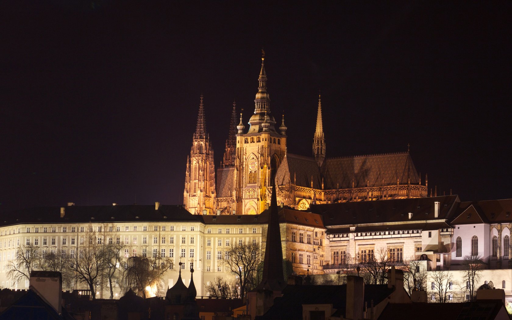 Обои ночь, огни, холм, прага, чехия, собор святого вита, night, lights, hill, prague, czech republic, st. vitus cathedral разрешение 2048x1365 Загрузить