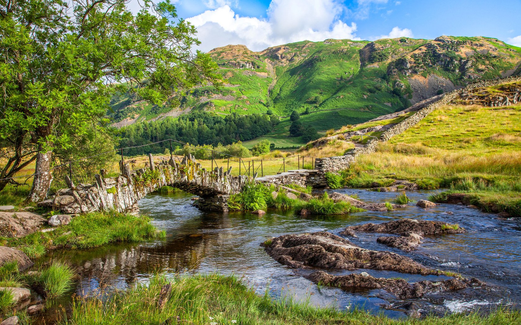 Обои река, горы, мост, англия, little langdale valley, river, mountains, bridge, england разрешение 2048x1365 Загрузить