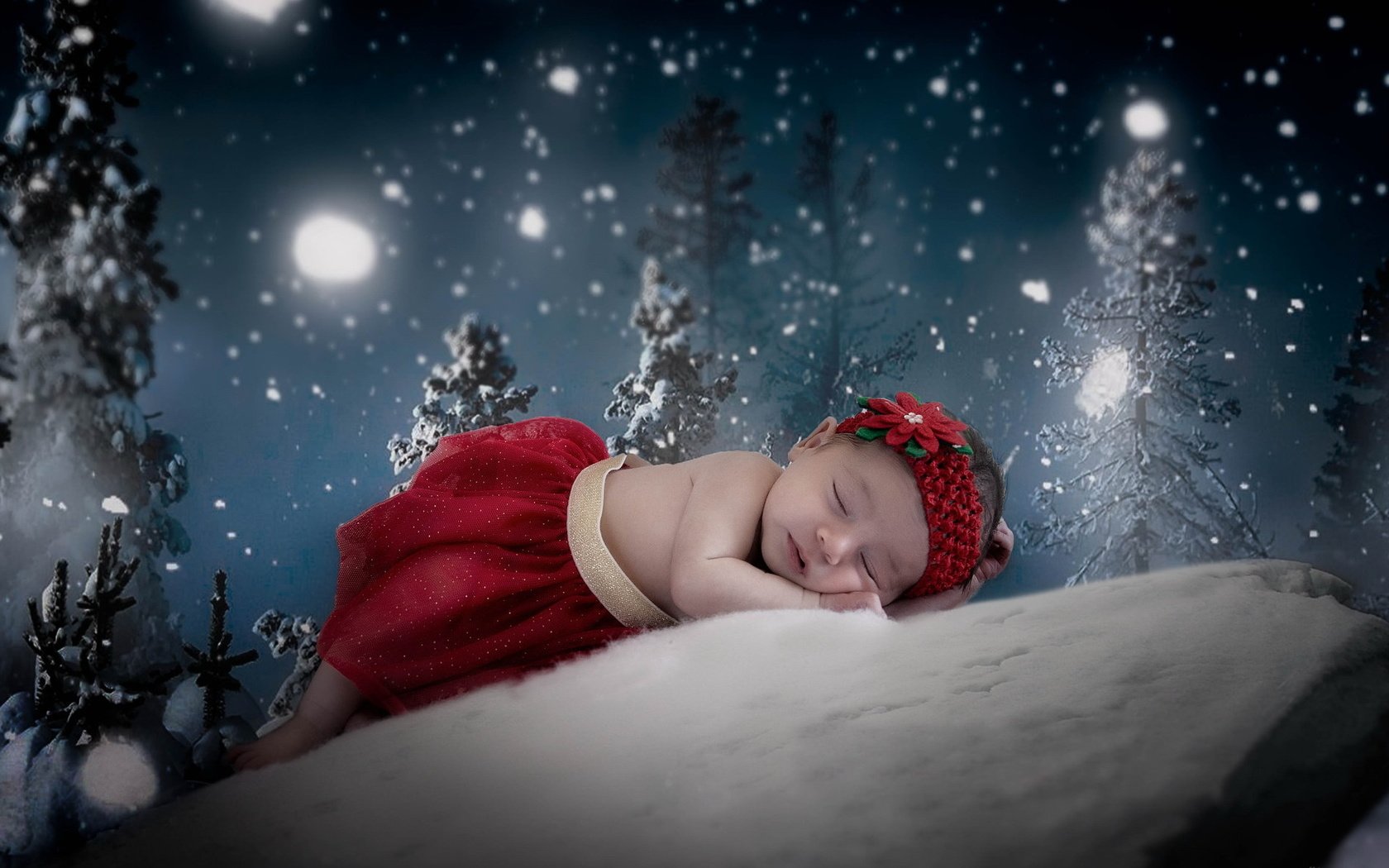 Обои зима, настроение, дети, девочка, фотошоп, младенец, winter, mood, children, girl, photoshop, baby разрешение 2047x1177 Загрузить