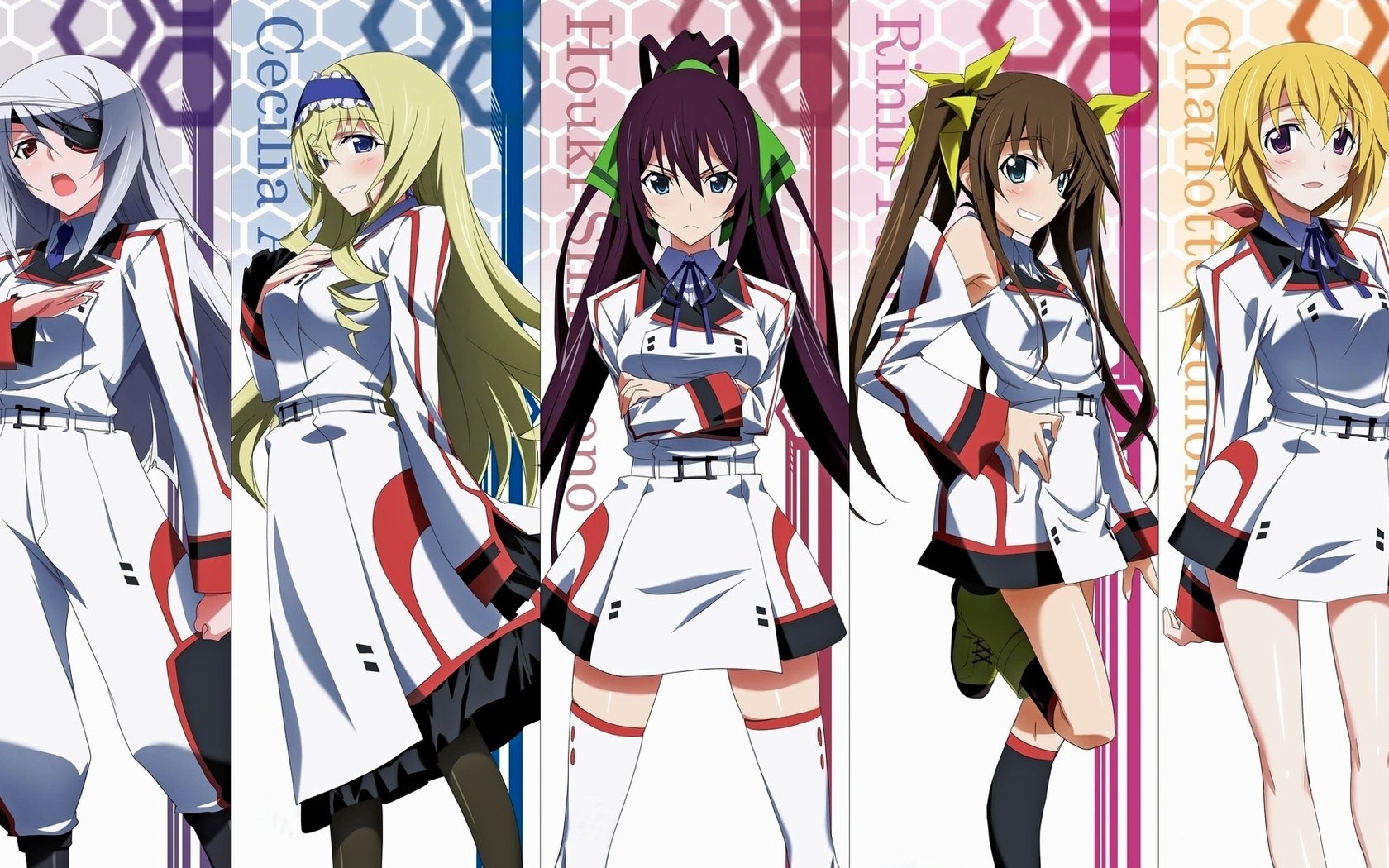 Обои infinite stratos, charles dunois, laura bodewig, cecilia alcott, shinonono houki, lingyin huang разрешение 1920x1080 Загрузить