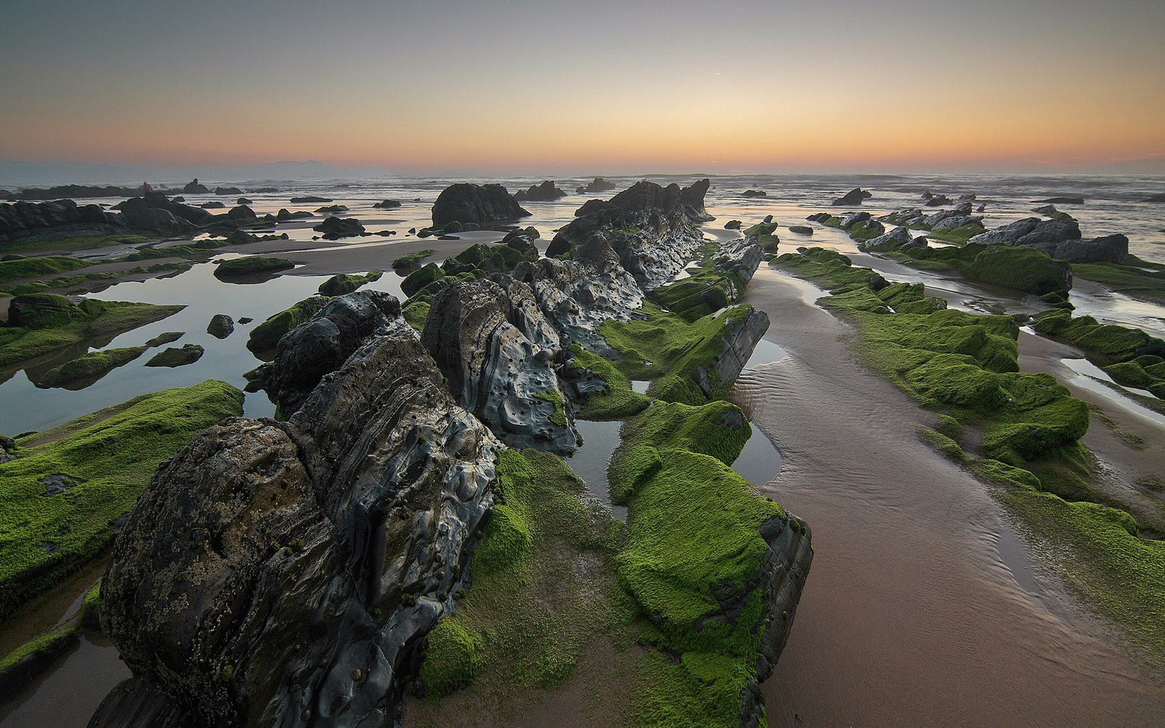 Обои скалы, камни, море, пляж, водоросли, rocks, stones, sea, beach, algae разрешение 2048x1364 Загрузить