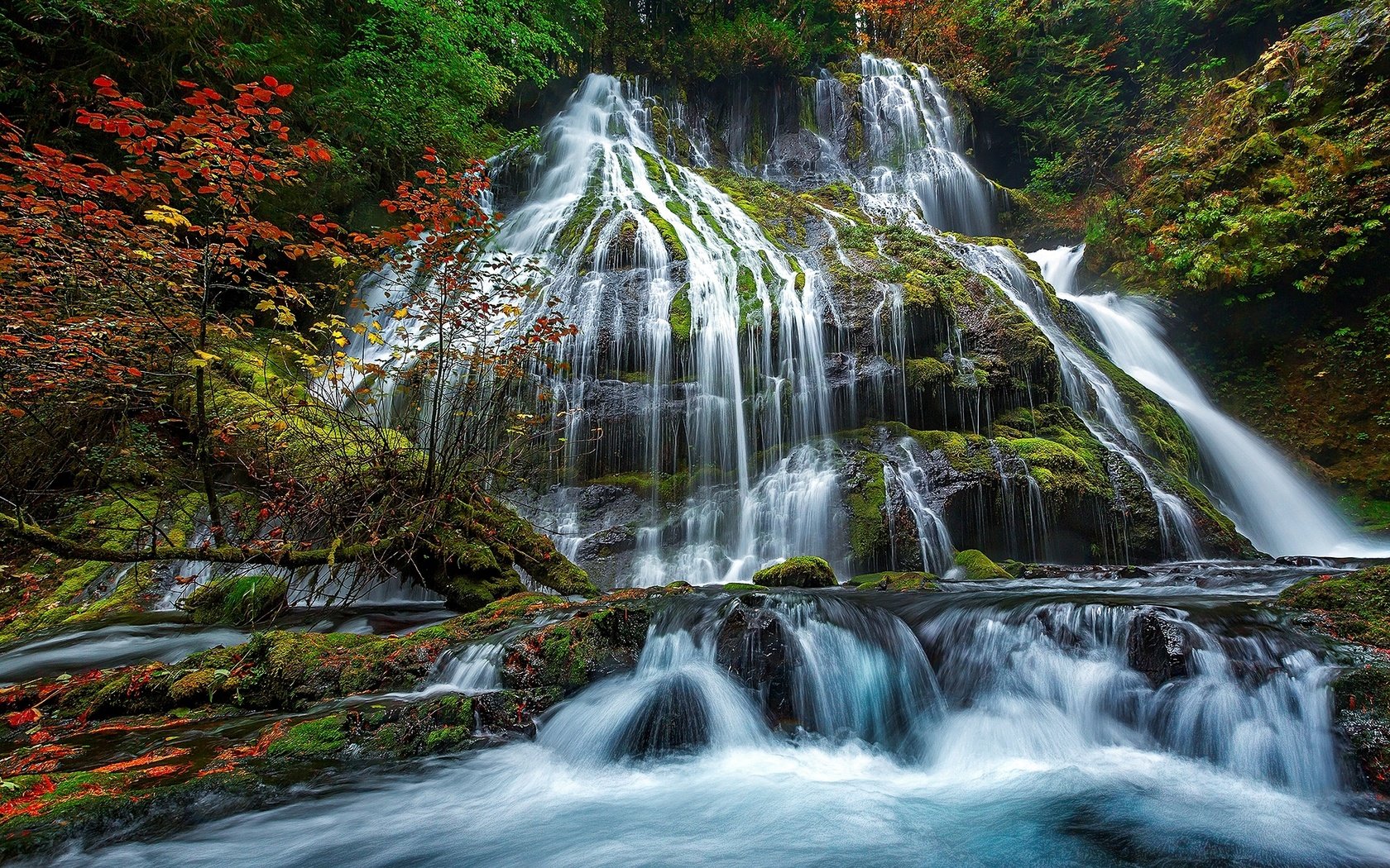 Обои вода, камни, водопад, осень, поток, мох, water, stones, waterfall, autumn, stream, moss разрешение 2048x1309 Загрузить