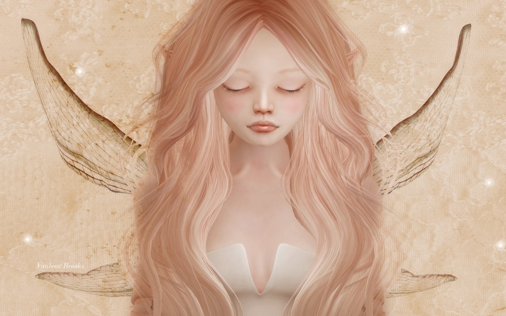 Обои грусть, крылья, девочка, фея, волосы, эльф, личико, sadness, wings, girl, fairy, hair, elf, face разрешение 2048x1080 Загрузить