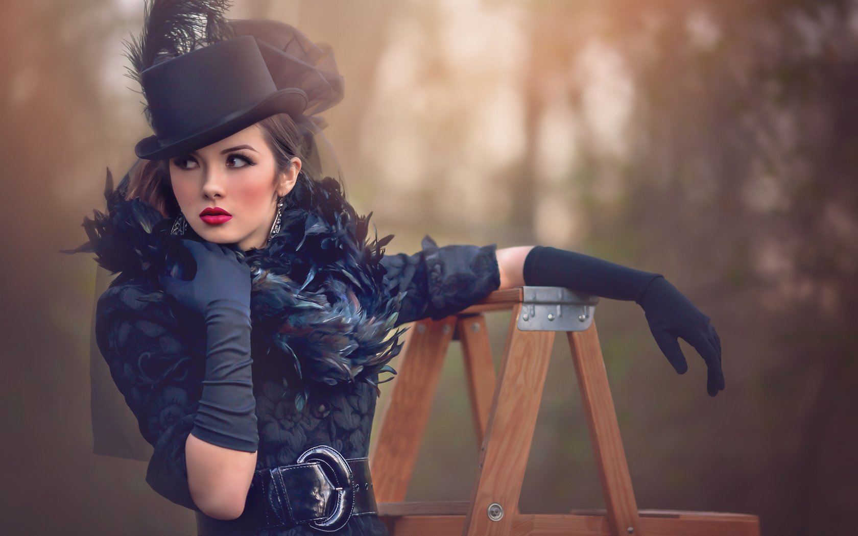 Обои стиль, девушка, платье, шляпа, гламур, перчатки, style, girl, dress, hat, glamour, gloves разрешение 4368x2912 Загрузить