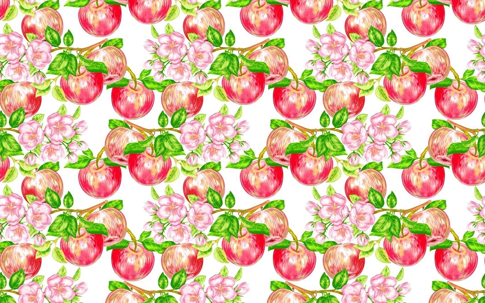 Обои цветы, узор, фрукты, яблоки, плоды, flowers, pattern, fruit, apples разрешение 1920x1280 Загрузить