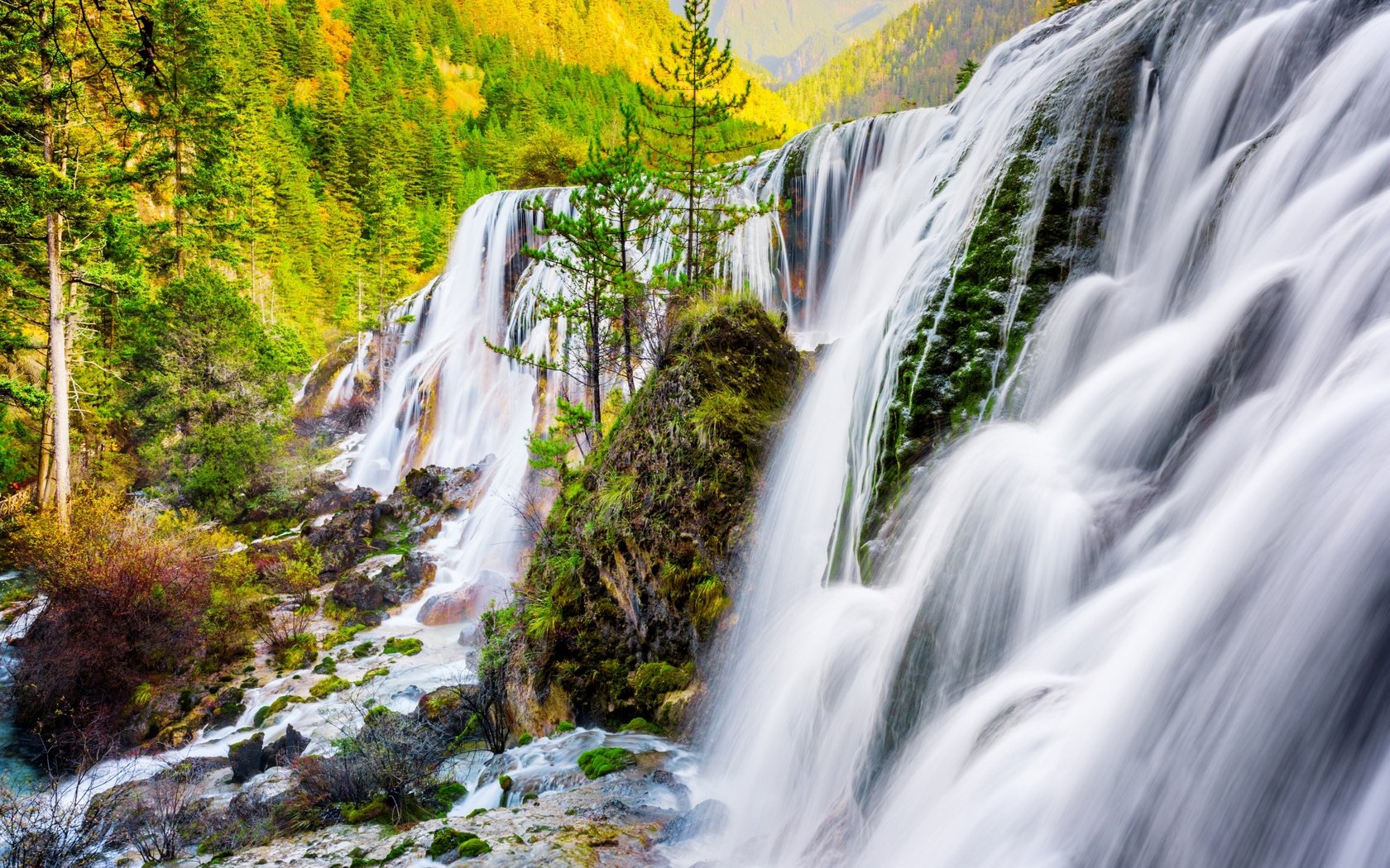 Обои река, природа, водопад, осень, китай, river, nature, waterfall, autumn, china разрешение 2880x1800 Загрузить