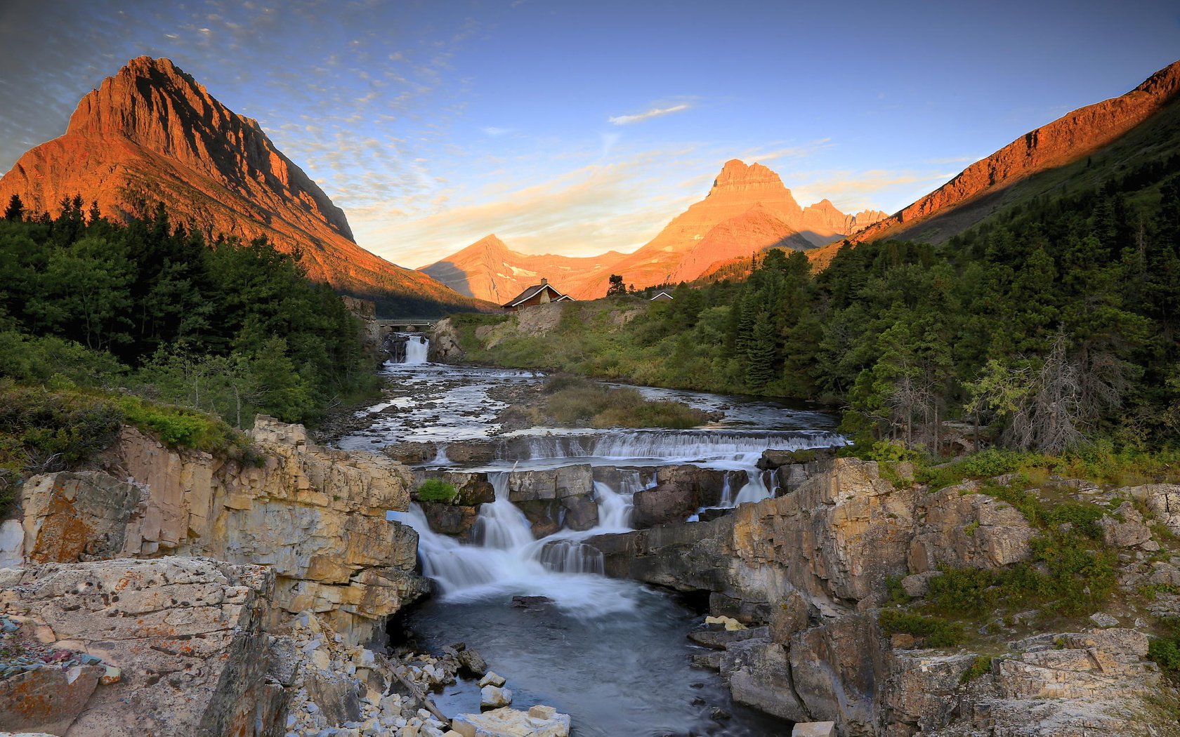 Обои горы, закат, речка, mountains, sunset, river разрешение 2048x1365 Загрузить