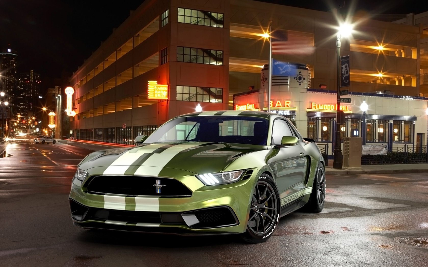 Обои город, здания, автомобиль, ford mustang, the city, building, car разрешение 2560x1600 Загрузить