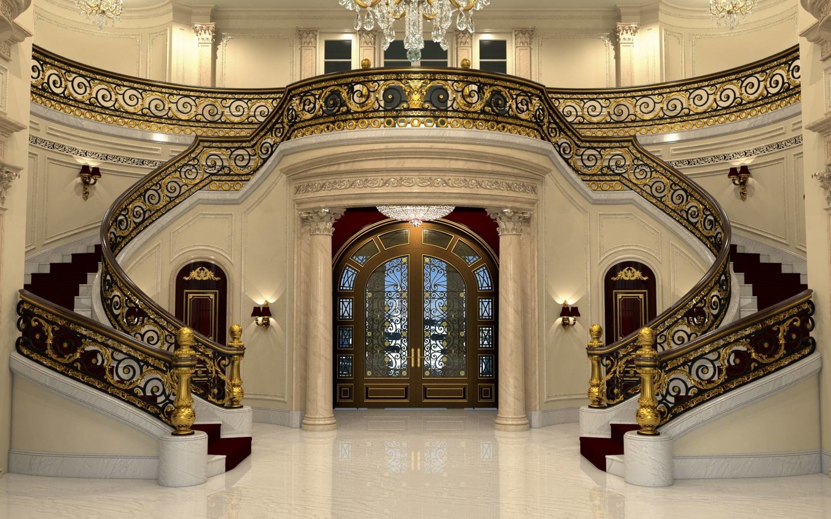 Обои лестница, интерьер, дизайн, особняк, ladder, interior, design, mansion разрешение 1920x1080 Загрузить