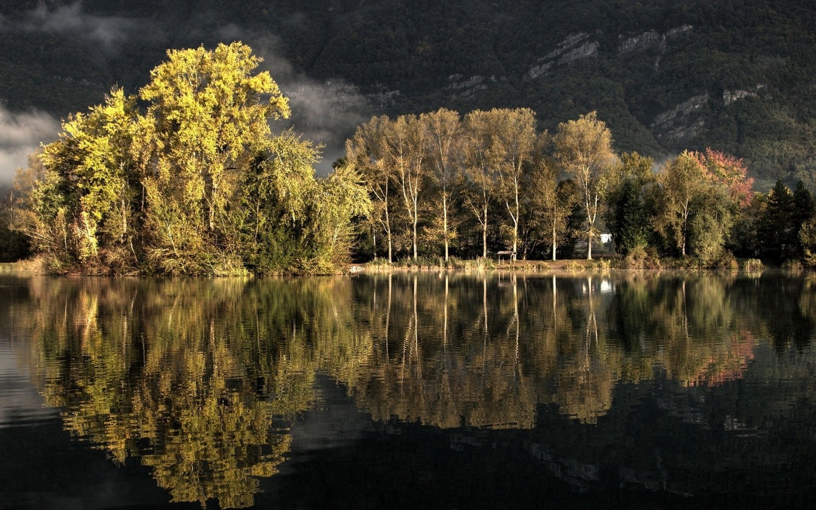 Обои деревья, озеро, природа, лес, отражение, пейзаж, осень, trees, lake, nature, forest, reflection, landscape, autumn разрешение 1920x1280 Загрузить