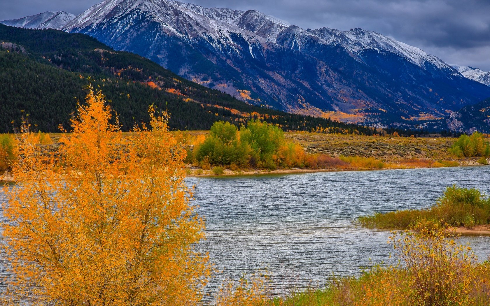 Обои деревья, река, горы, осень, сша, колорадо, аспен, trees, river, mountains, autumn, usa, colorado, aspen разрешение 1920x1360 Загрузить