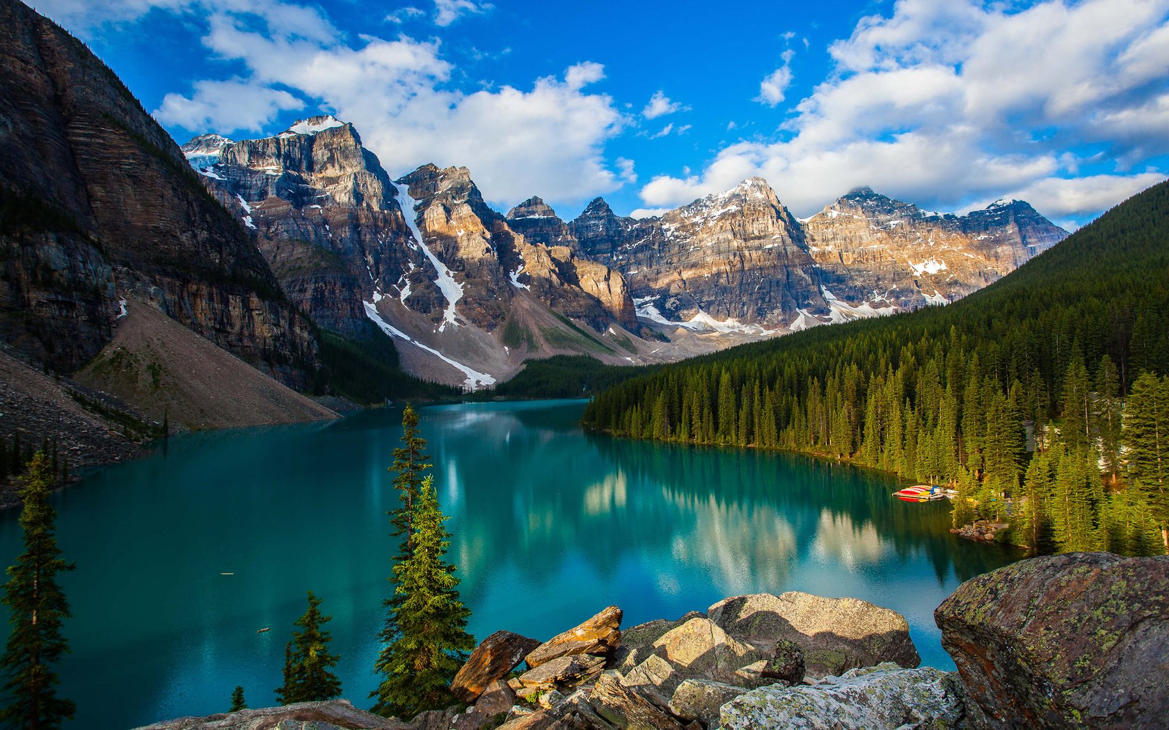 Обои озеро, горы, природа, лес, канада, lake, mountains, nature, forest, canada разрешение 2880x1800 Загрузить