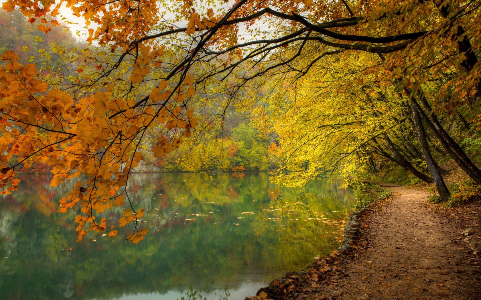 Обои озеро, природа, лес, осень, lake, nature, forest, autumn разрешение 1920x1200 Загрузить