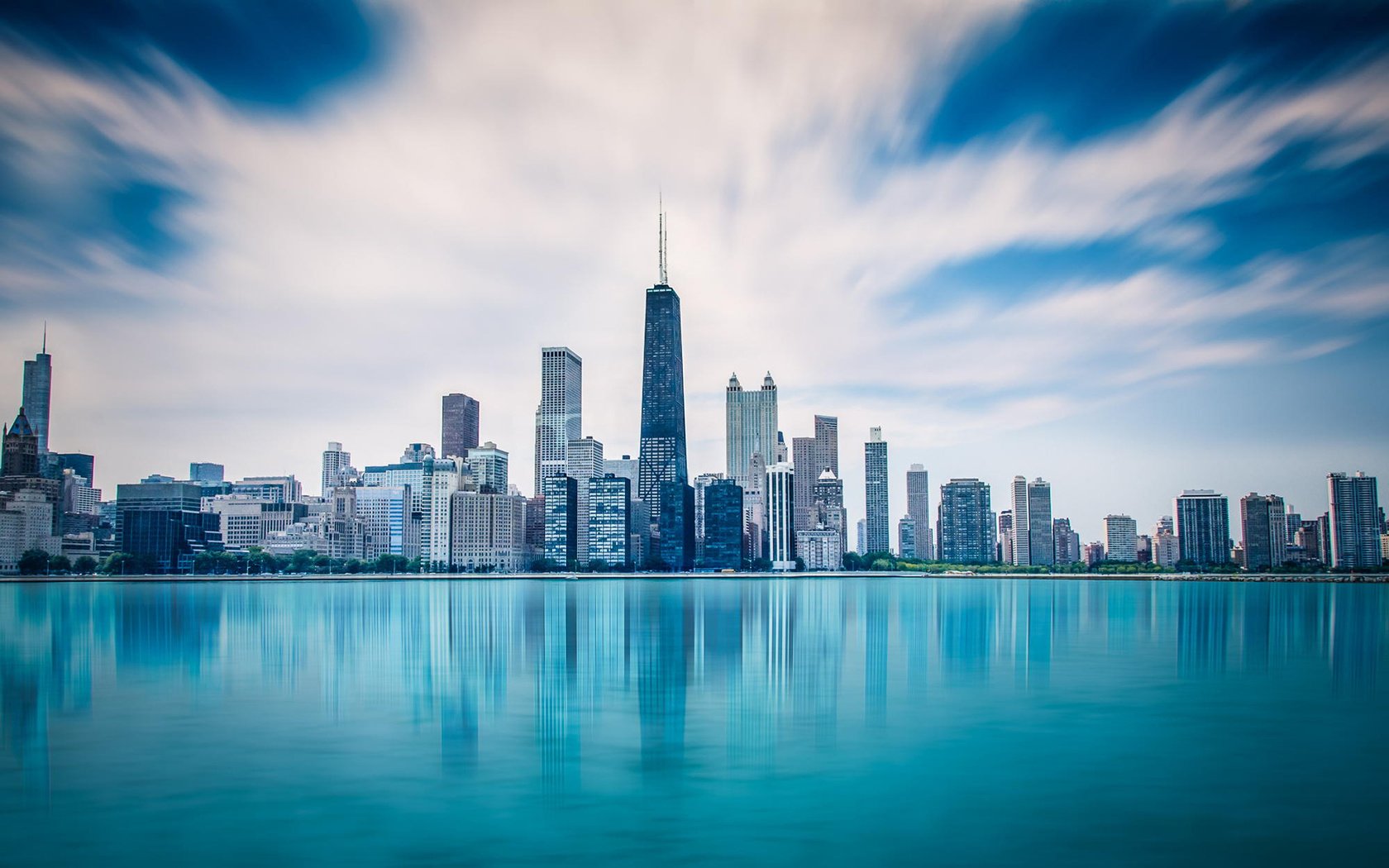 Обои небо, облака, озеро, город, сша, чикаго, мичиган, abdullah aljaber, the sky, clouds, lake, the city, usa, chicago, michigan разрешение 1920x1200 Загрузить