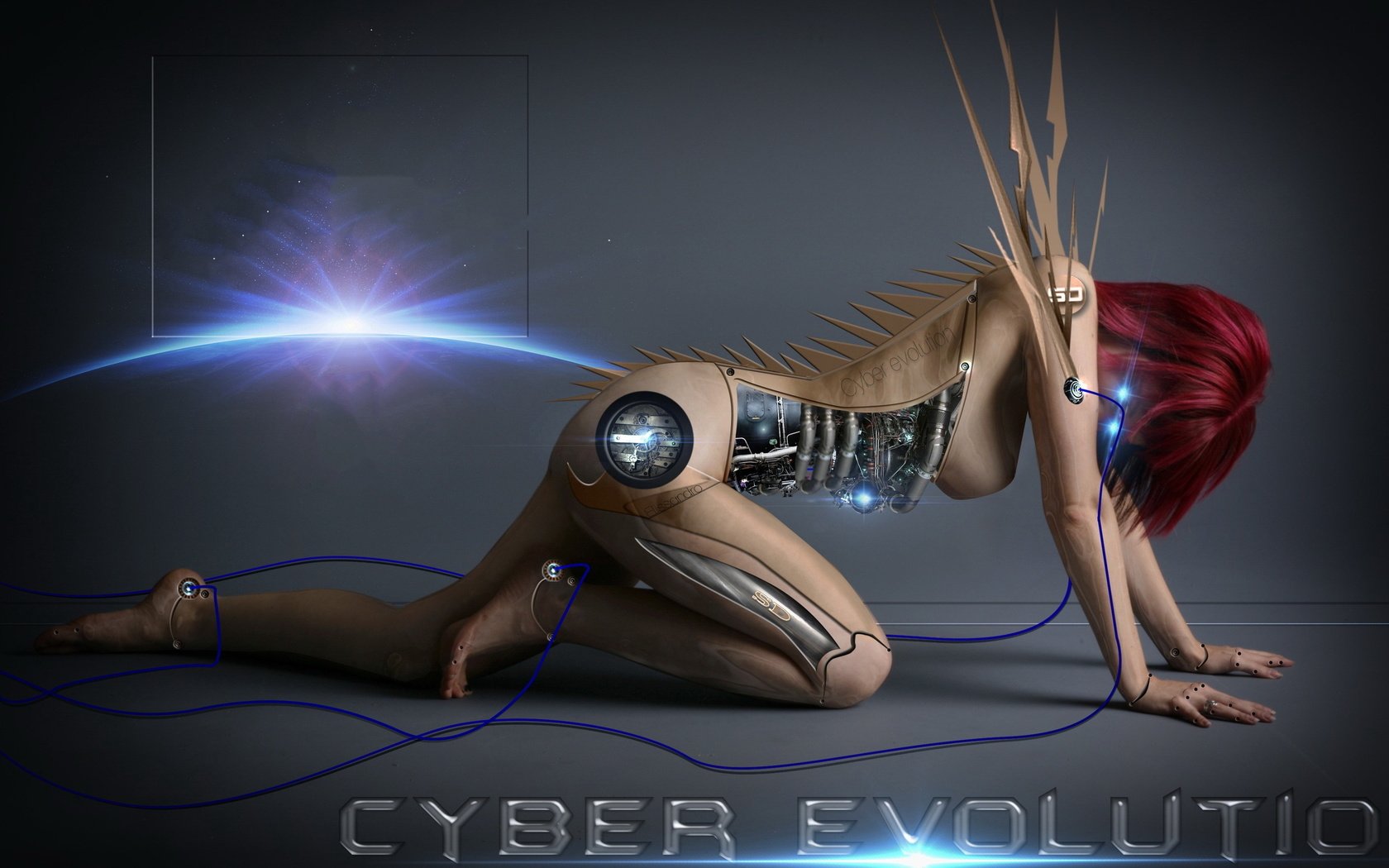 Обои девушка, киборг, 3д, girl, cyborg, 3d разрешение 2560x1600 Загрузить