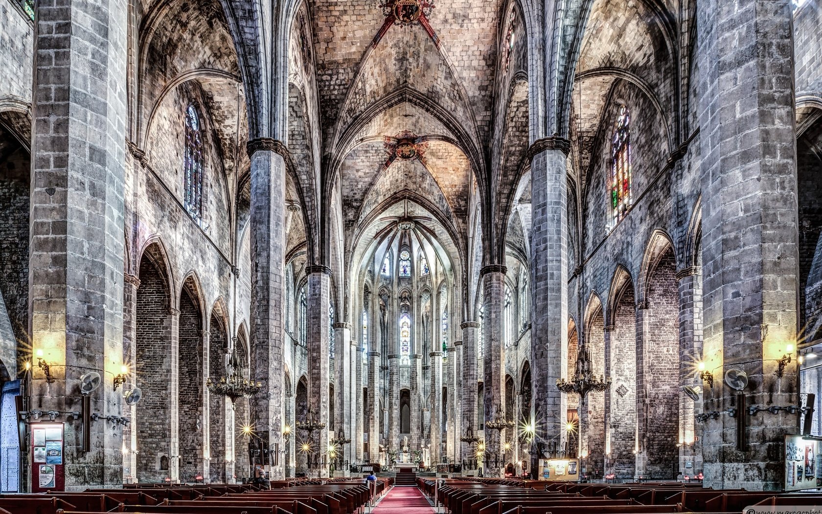 Обои церковь, испания, барселона, каталония, santa maria, санта-мария-дель-мар, church, spain, barcelona, catalonia, santa maria del mar разрешение 3840x2160 Загрузить