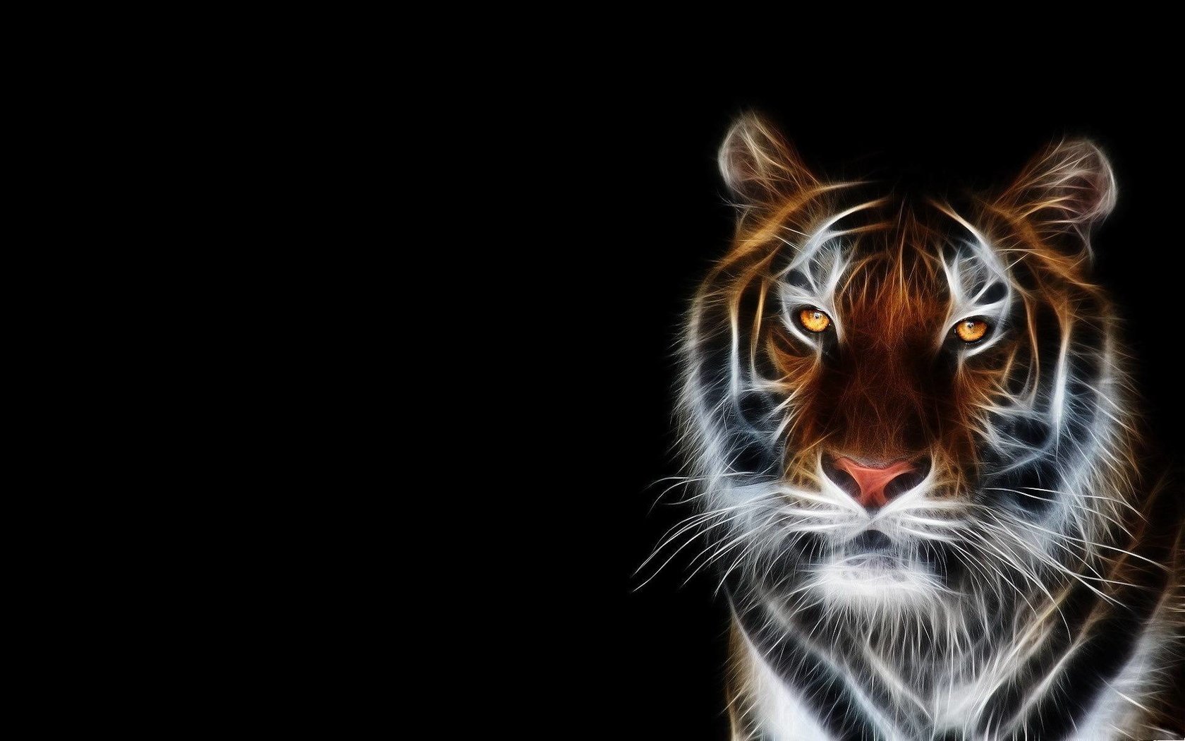 Обои тигр, морда, фон, черный, tiger, face, background, black разрешение 1920x1200 Загрузить