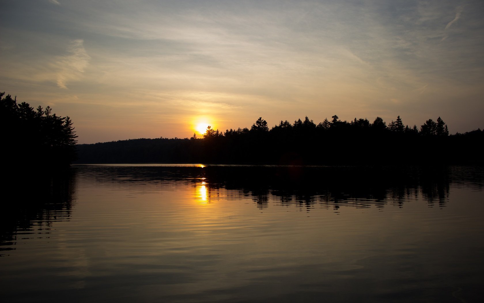 Обои небо, вечер, река, солнце, природа, лес, горизонт, the sky, the evening, river, the sun, nature, forest, horizon разрешение 3840x2560 Загрузить