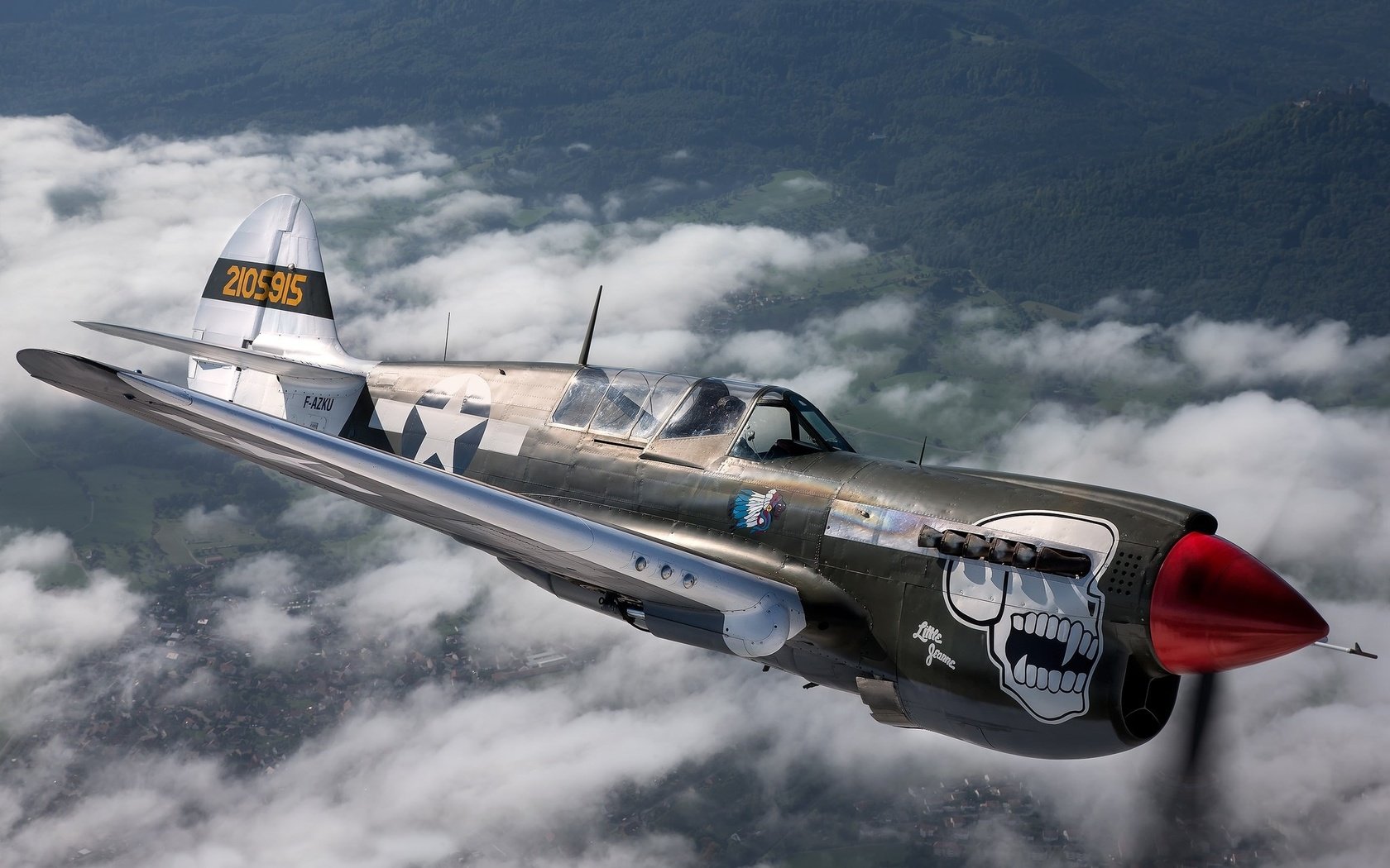 Обои самолет, череп, летит, curtiss p-40, the plane, skull, flies разрешение 2048x1334 Загрузить