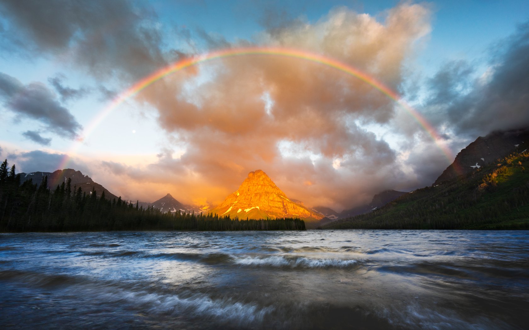 Обои озеро, природа, гора, радуга, национальный парк глейшер, lake, nature, mountain, rainbow, glacier national park разрешение 5853x3902 Загрузить