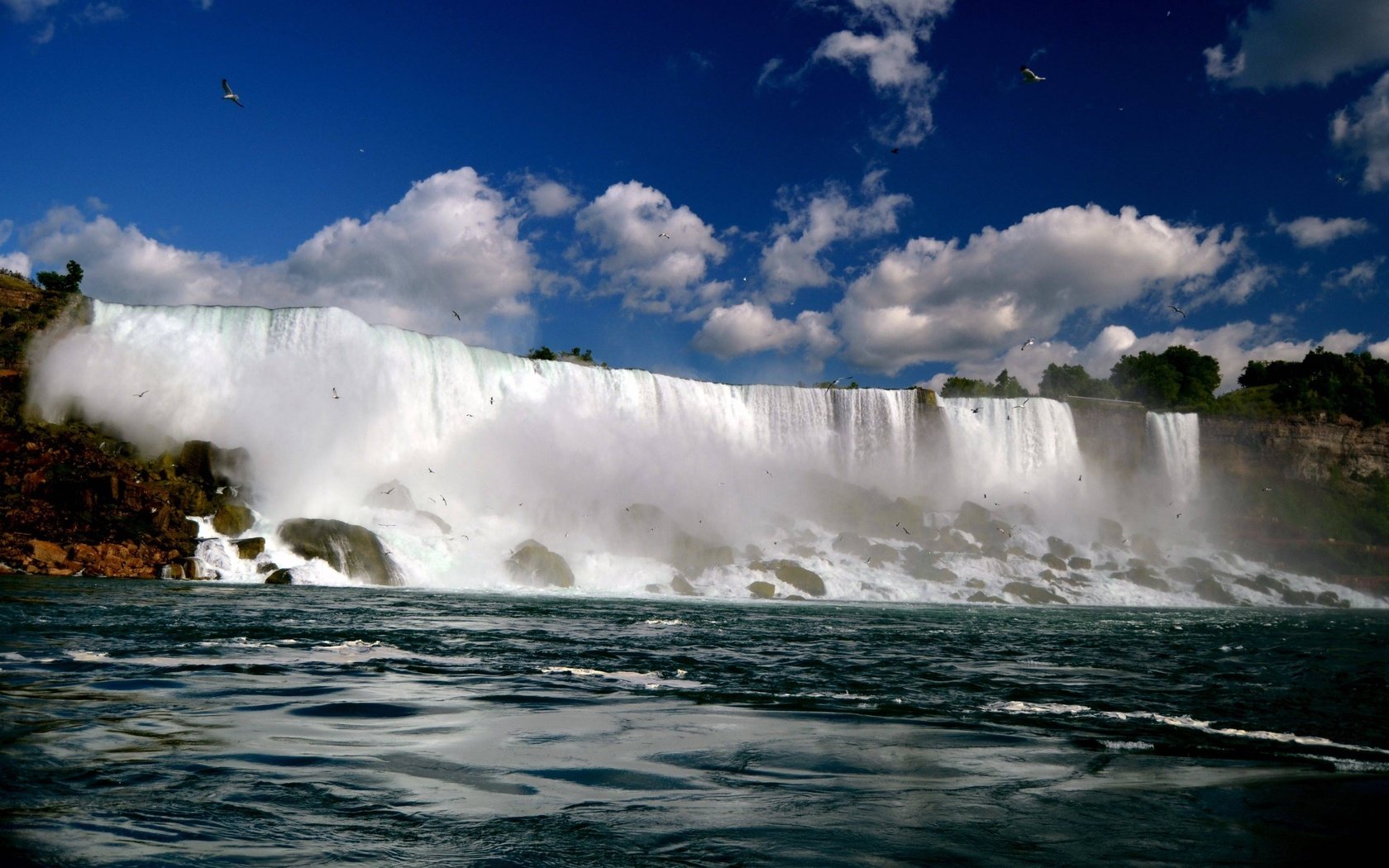 Обои небо, облака, водопад, канада, онтарио, ниагарский водопад, the sky, clouds, waterfall, canada, ontario, niagara falls разрешение 3840x2160 Загрузить