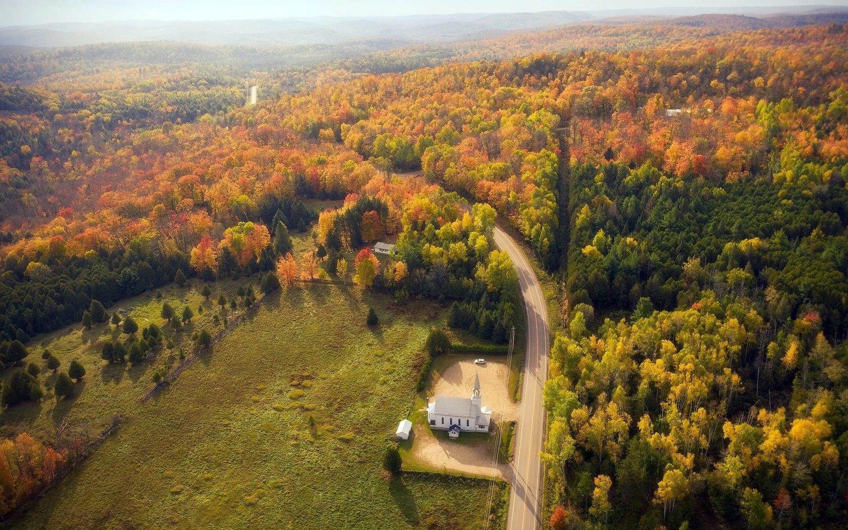 Обои лес, храм, осень, forest, temple, autumn разрешение 2048x1300 Загрузить