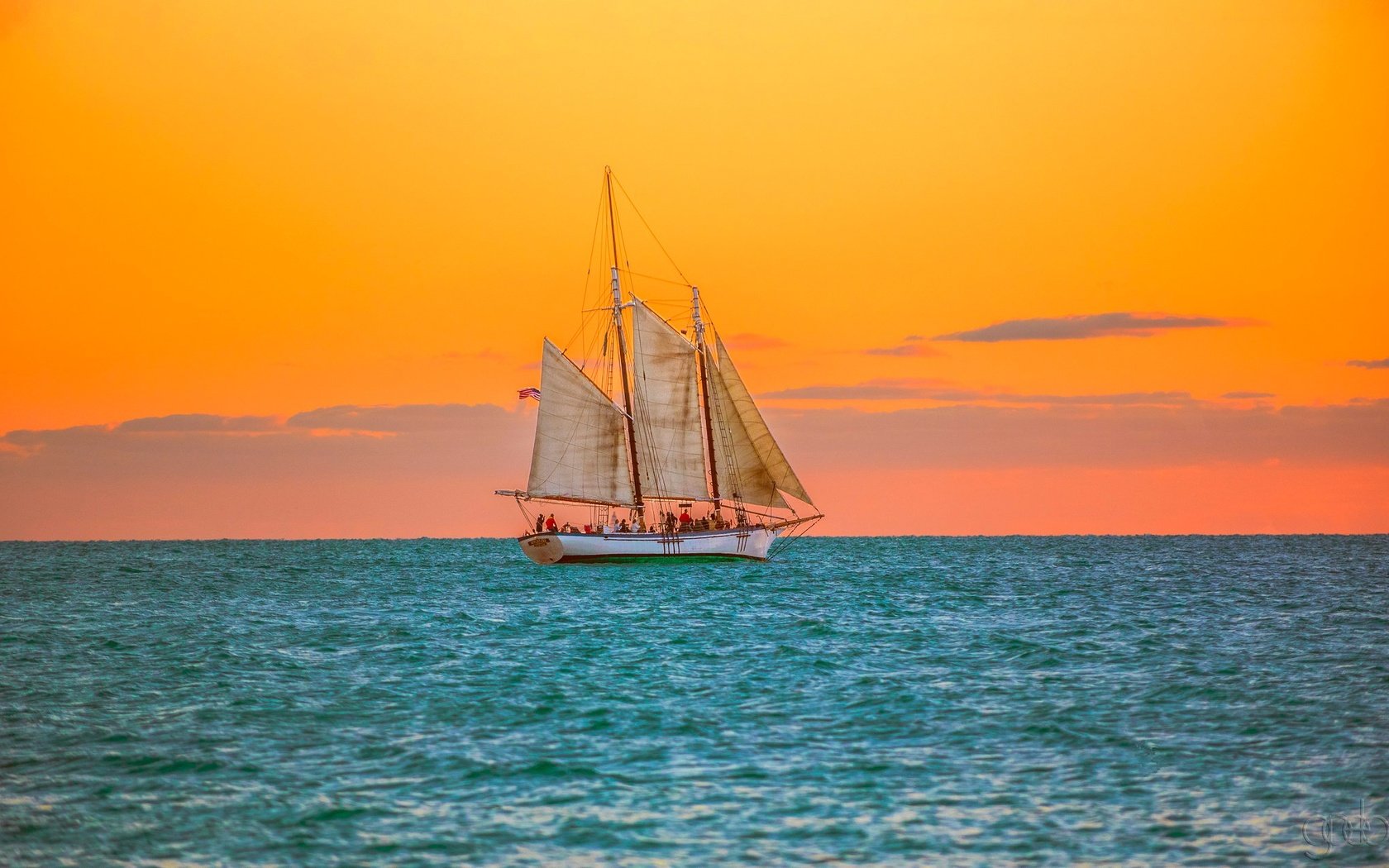 Обои закат, парусник, океан, флорида, атлантический океан, sunset, sailboat, the ocean, fl, the atlantic ocean разрешение 2048x1266 Загрузить