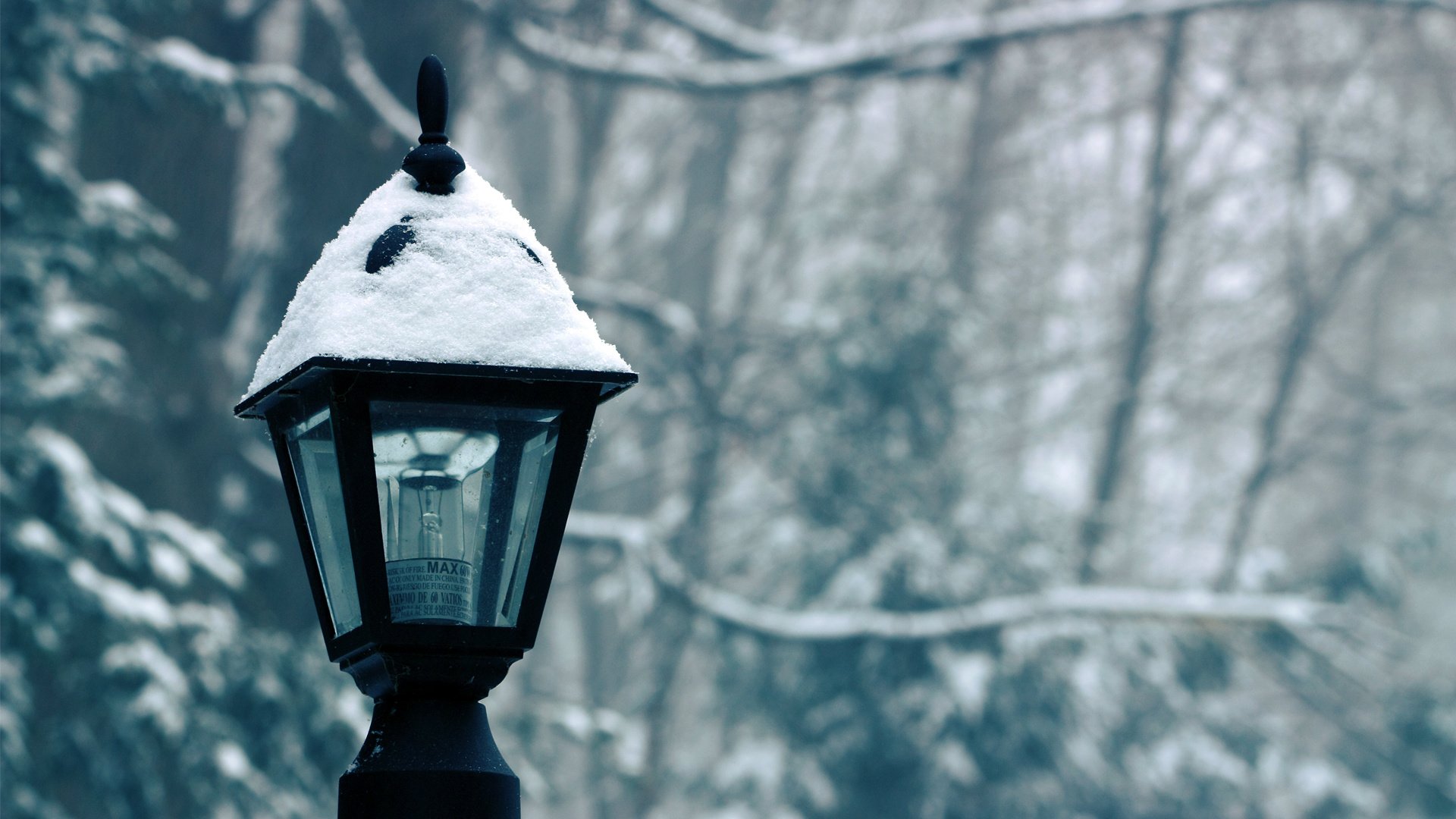 Обои снег, зима, фонарь, лампочка, snow, winter, lantern, light bulb разрешение 1920x1200 Загрузить