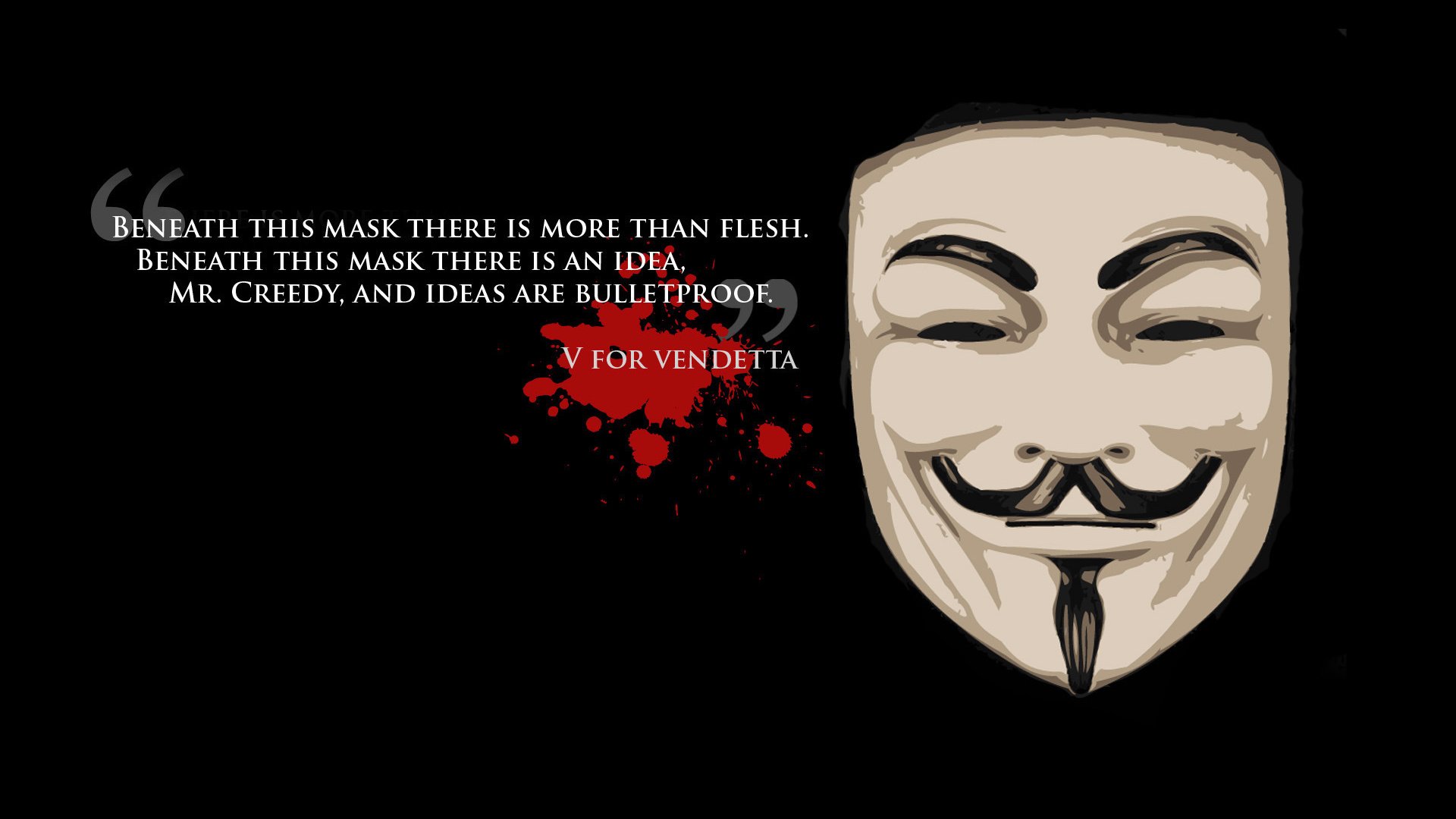 Обои фон, маска, черный, свобода, цитата, v значит вендетта, background, mask, black, freedom, quote, v for vendetta разрешение 1920x1200 Загрузить